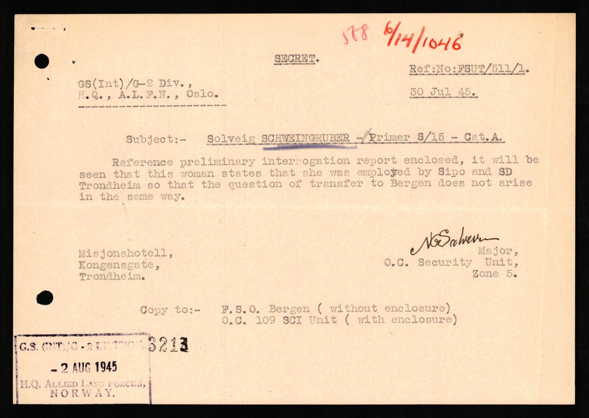 Forsvaret, Forsvarets overkommando II, RA/RAFA-3915/D/Db/L0021: CI Questionaires. Tyske okkupasjonsstyrker i Norge. Tyskere., 1945-1946, p. 146