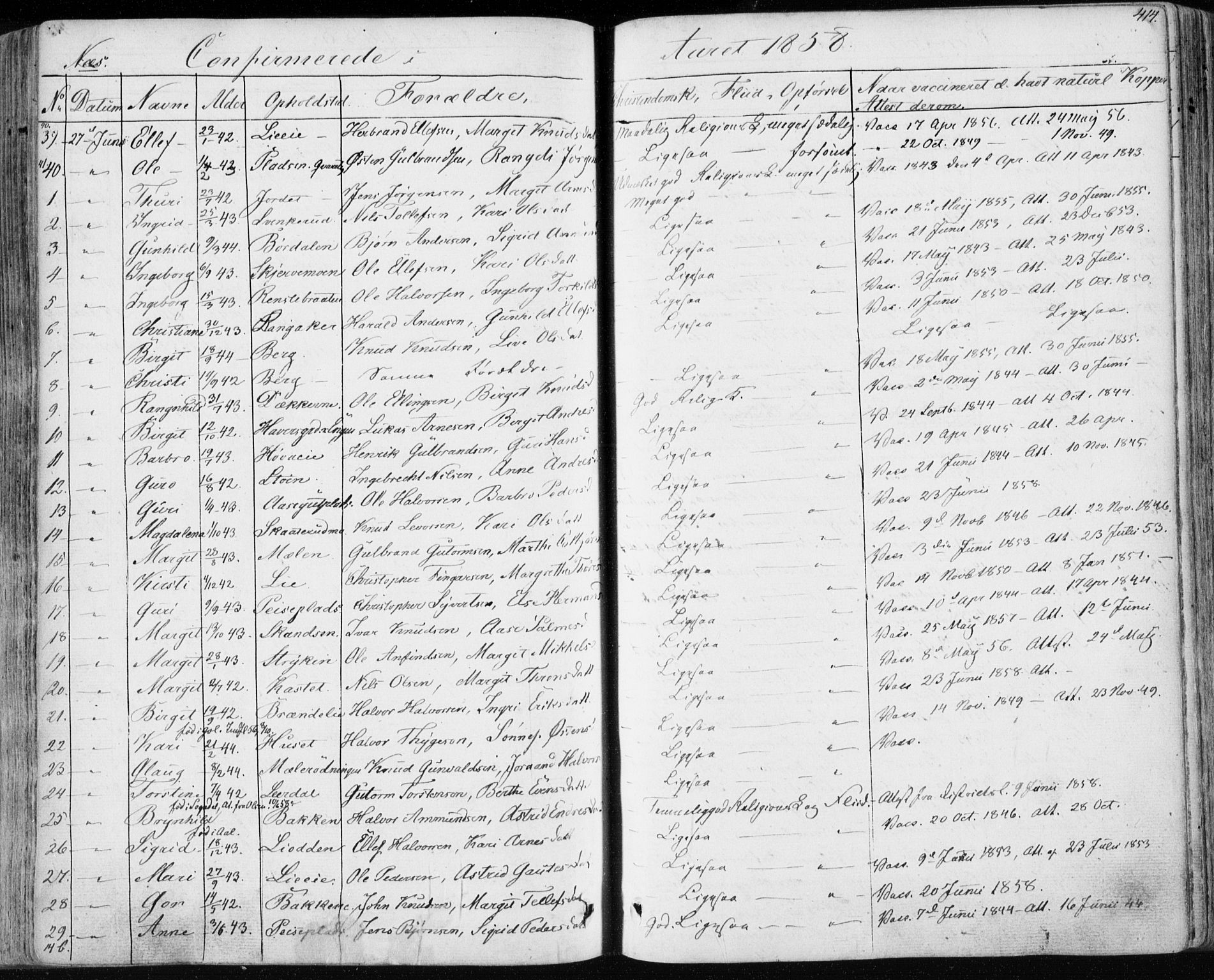 Nes kirkebøker, SAKO/A-236/F/Fa/L0009: Parish register (official) no. 9, 1834-1863, p. 414