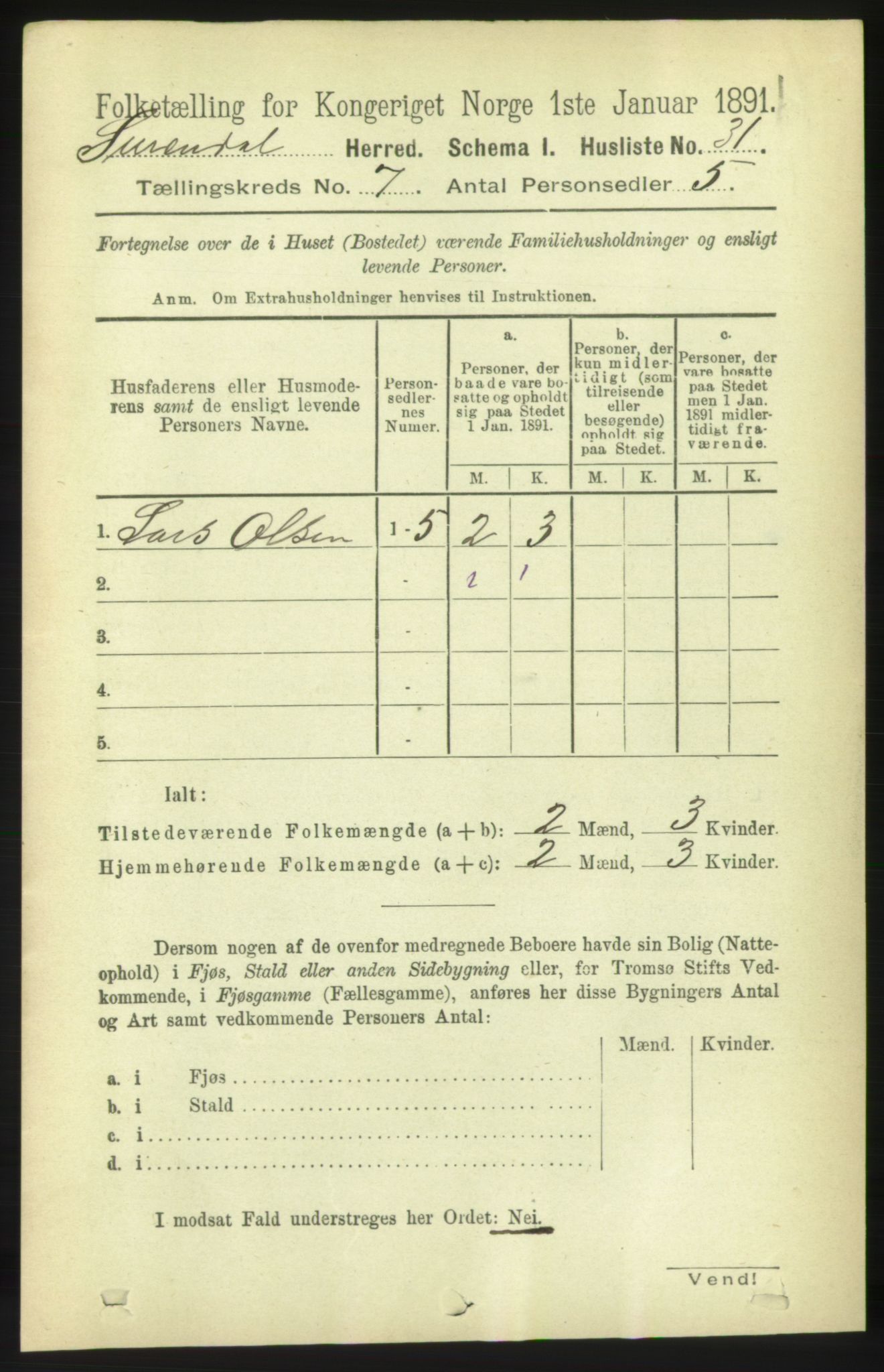 RA, 1891 census for 1566 Surnadal, 1891, p. 1839