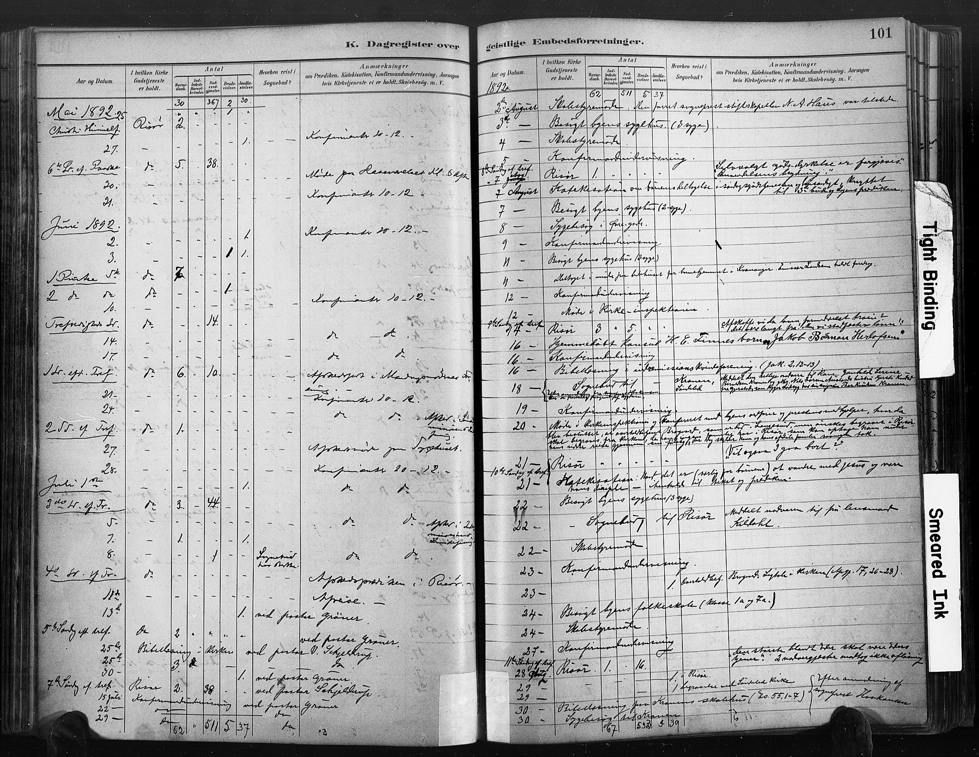 Risør sokneprestkontor, SAK/1111-0035/F/Fa/L0006: Parish register (official) no. A 6, 1883-1908, p. 101
