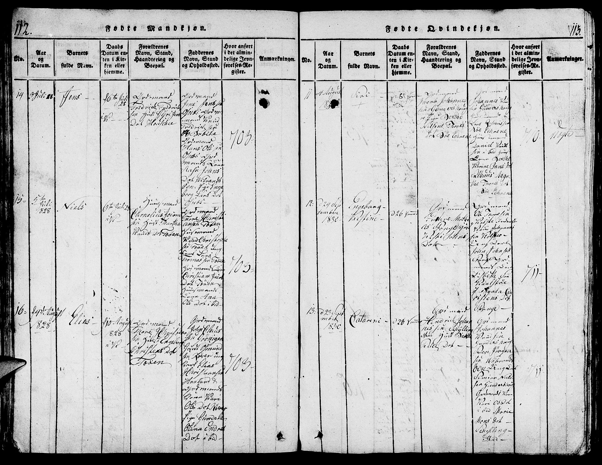 Torvastad sokneprestkontor, AV/SAST-A -101857/H/Ha/Hab/L0001: Parish register (copy) no. B 1 /1, 1817-1835, p. 112-113