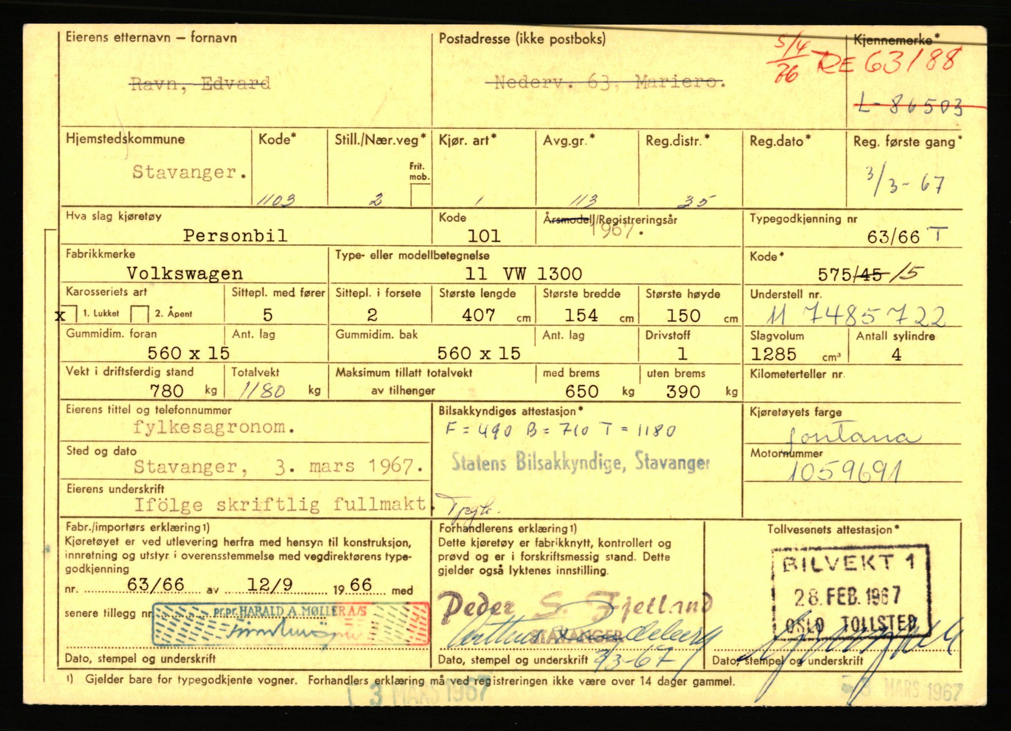 Stavanger trafikkstasjon, AV/SAST-A-101942/0/F/L0074: L-86500 - L-88799, 1930-1971, p. 1