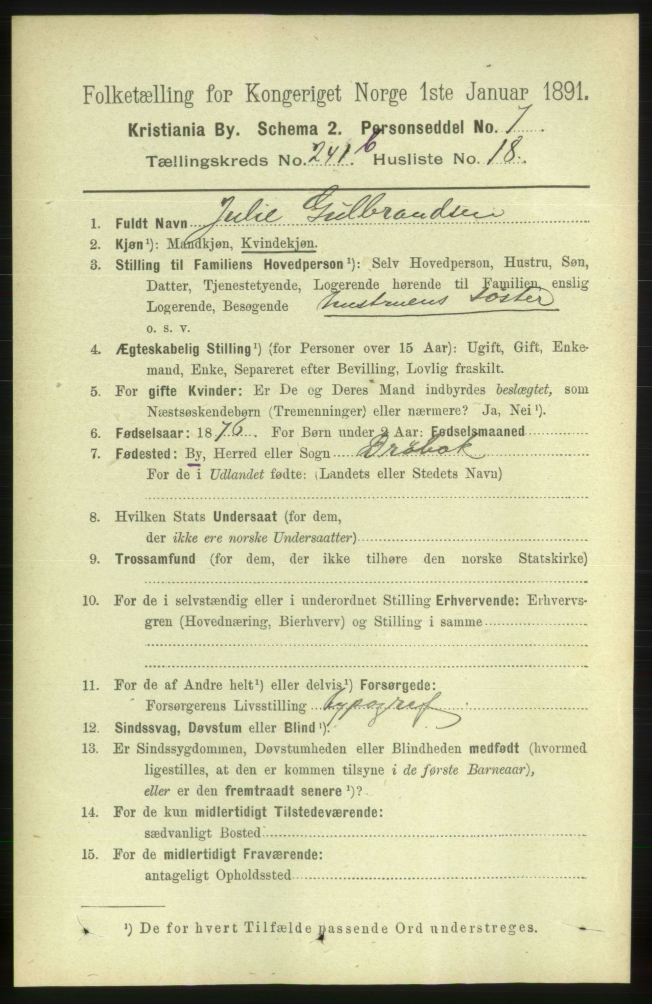 RA, 1891 census for 0301 Kristiania, 1891, p. 146708