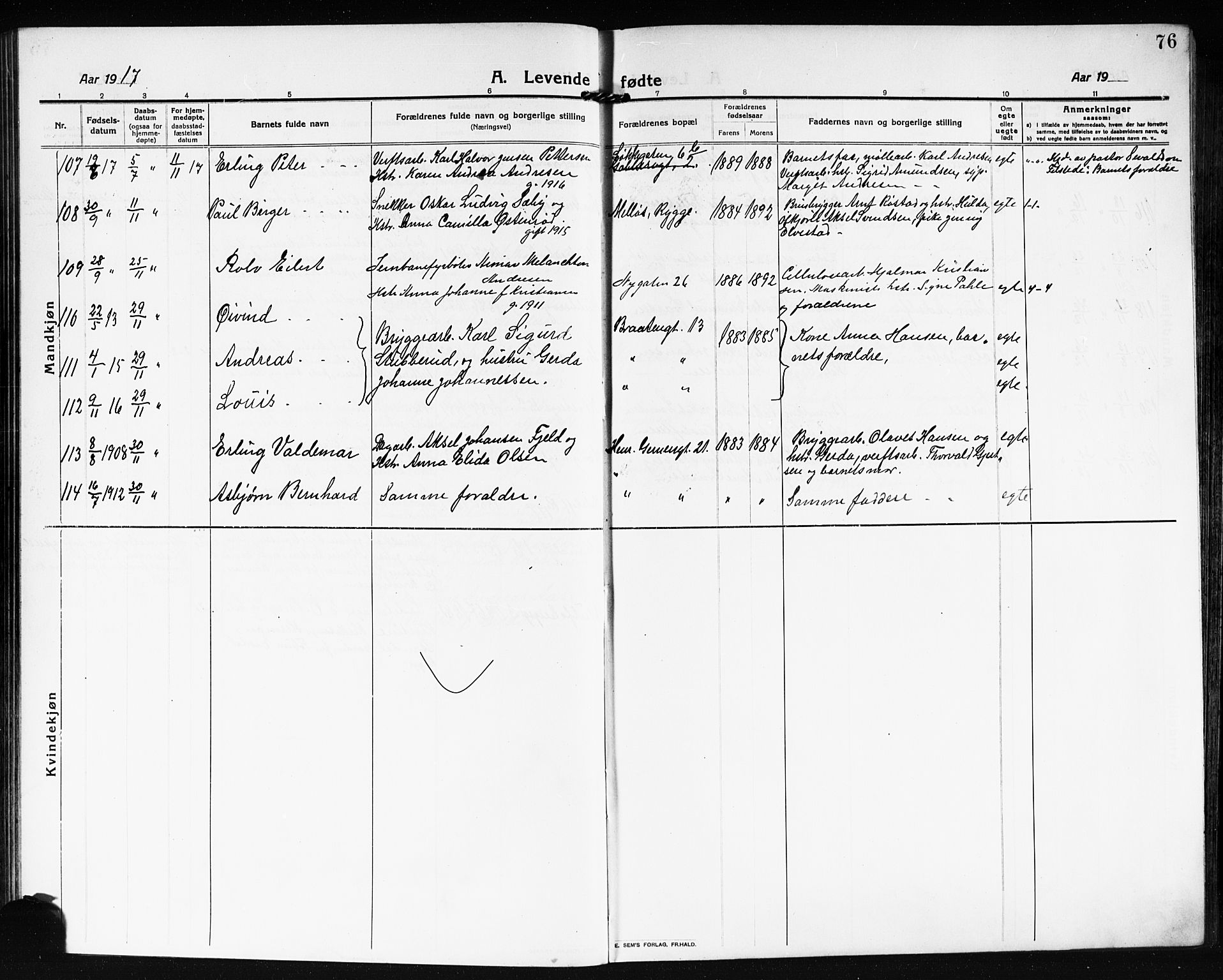 Moss prestekontor Kirkebøker, AV/SAO-A-2003/G/Ga/L0008: Parish register (copy) no. I 8, 1913-1923, p. 76
