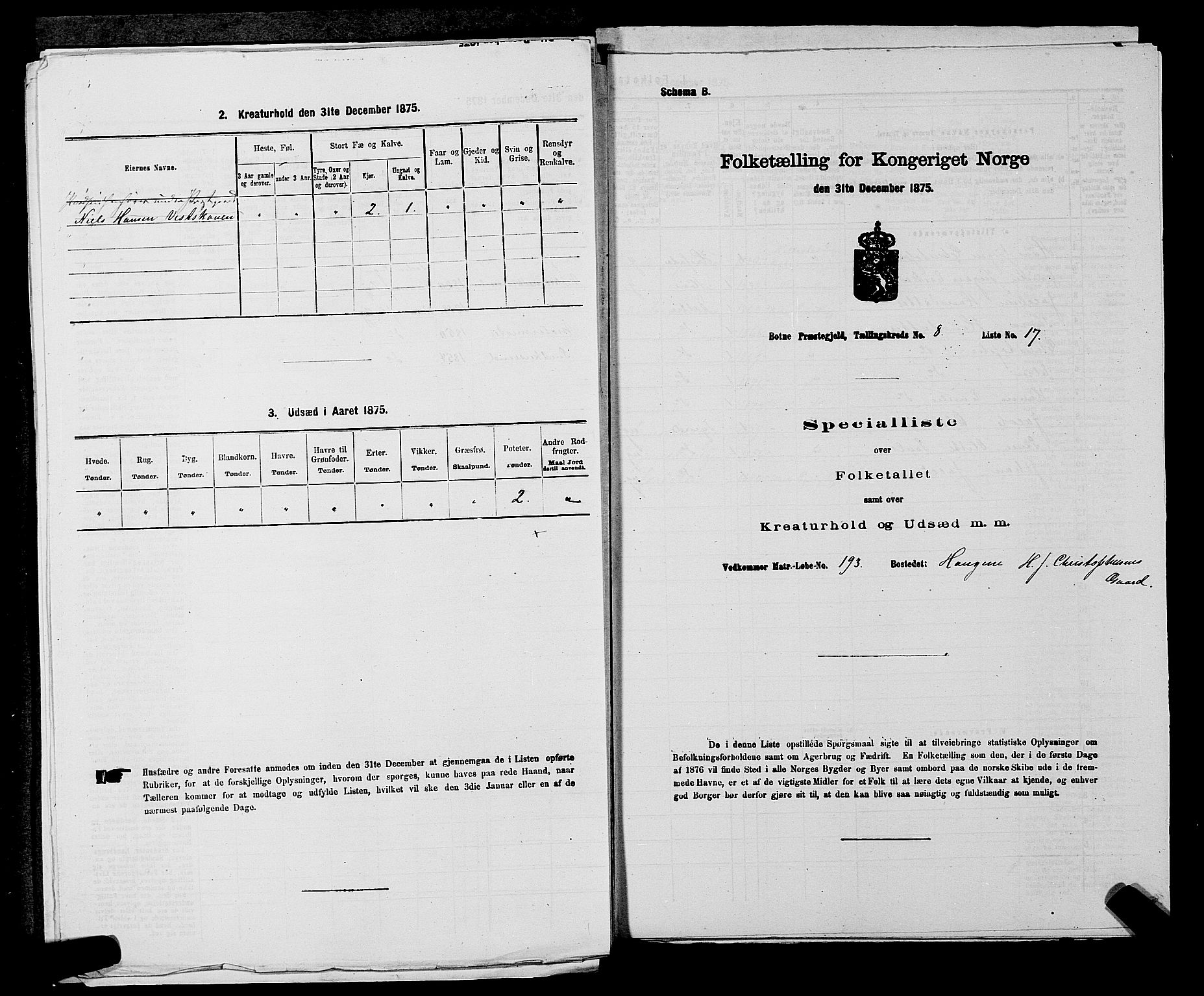 SAKO, 1875 census for 0715P Botne, 1875, p. 679