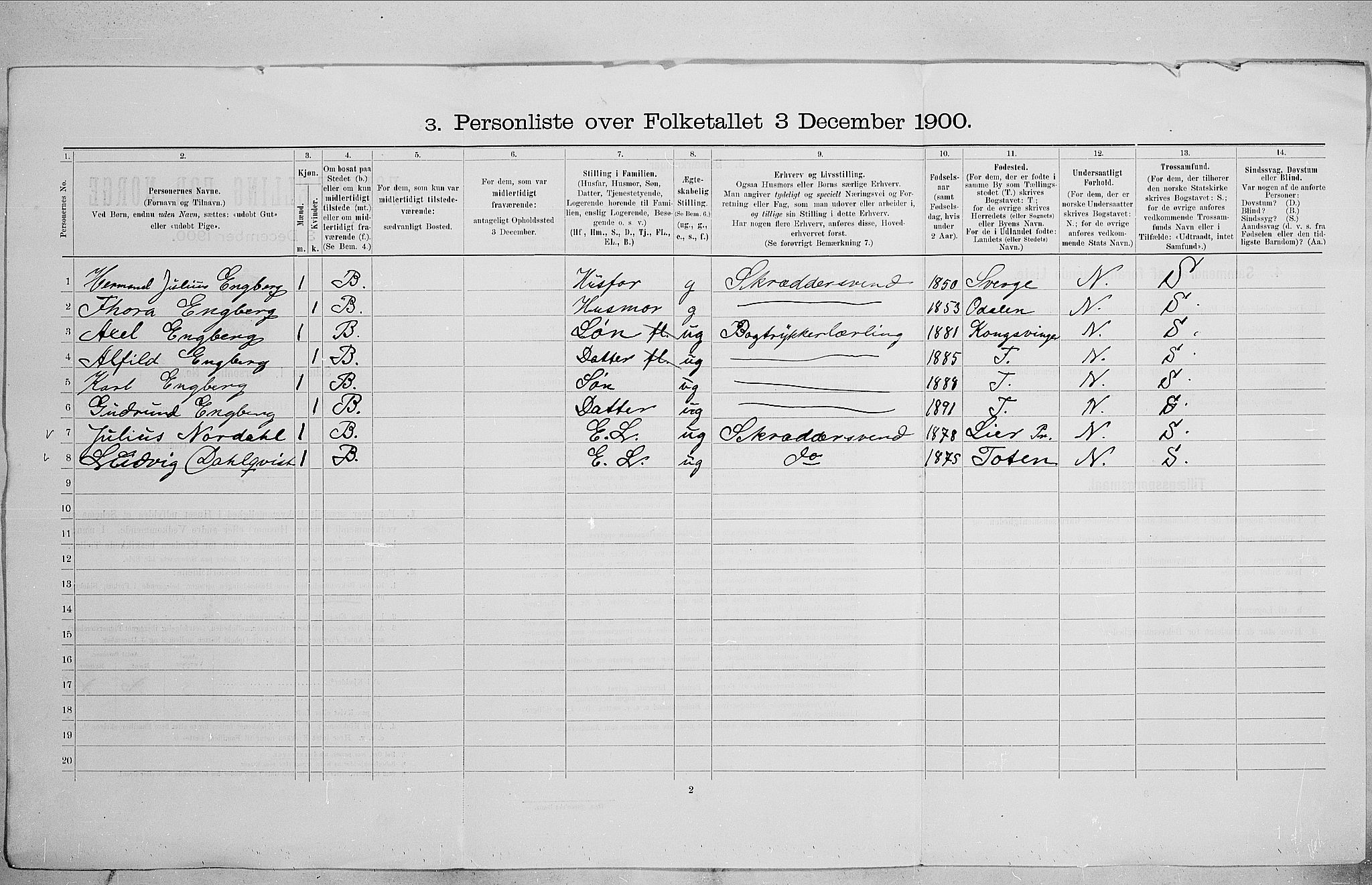 SAO, 1900 census for Kristiania, 1900, p. 55017