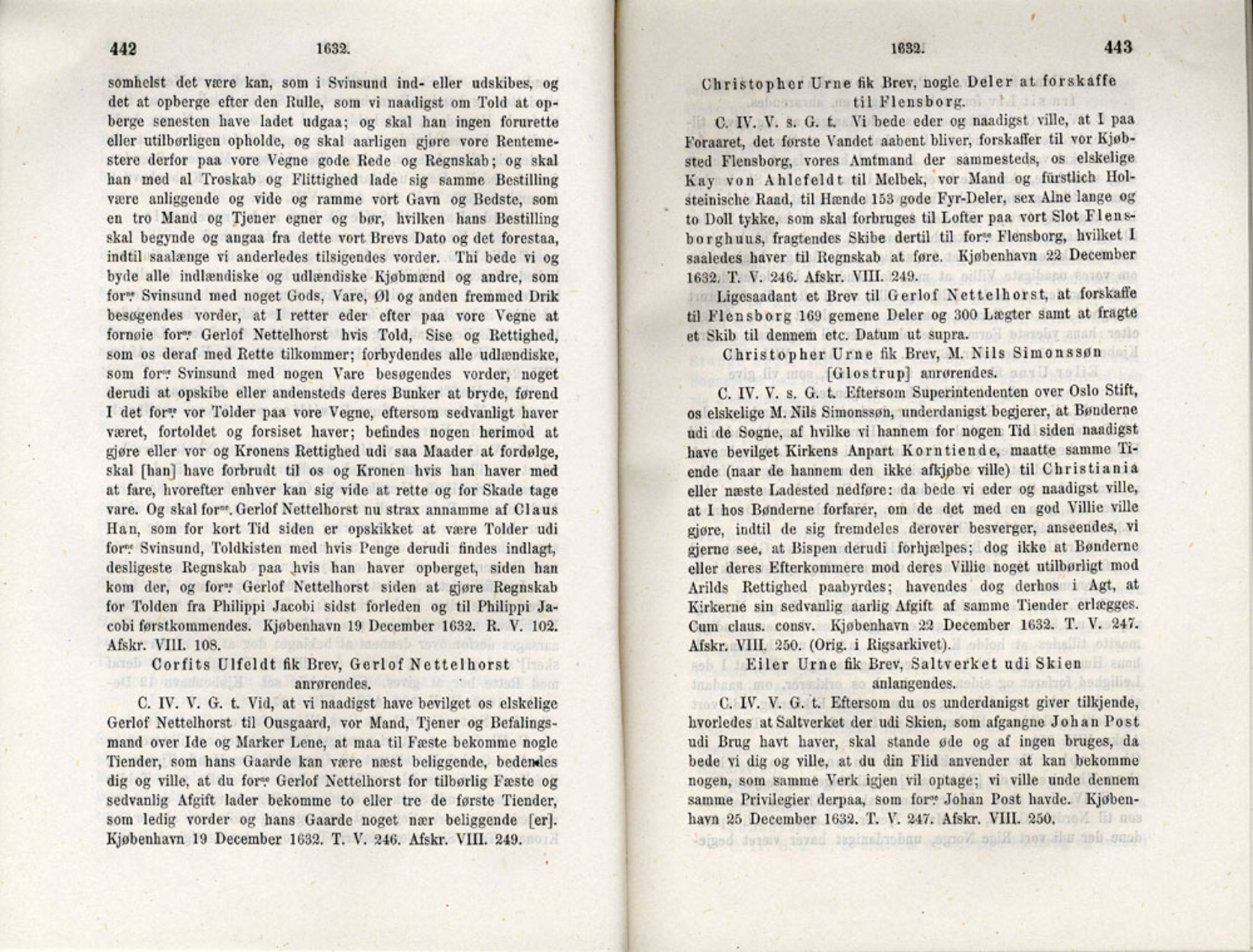 Publikasjoner utgitt av Det Norske Historiske Kildeskriftfond, PUBL/-/-/-: Norske Rigs-Registranter, bind 6, 1628-1634, p. 442-443