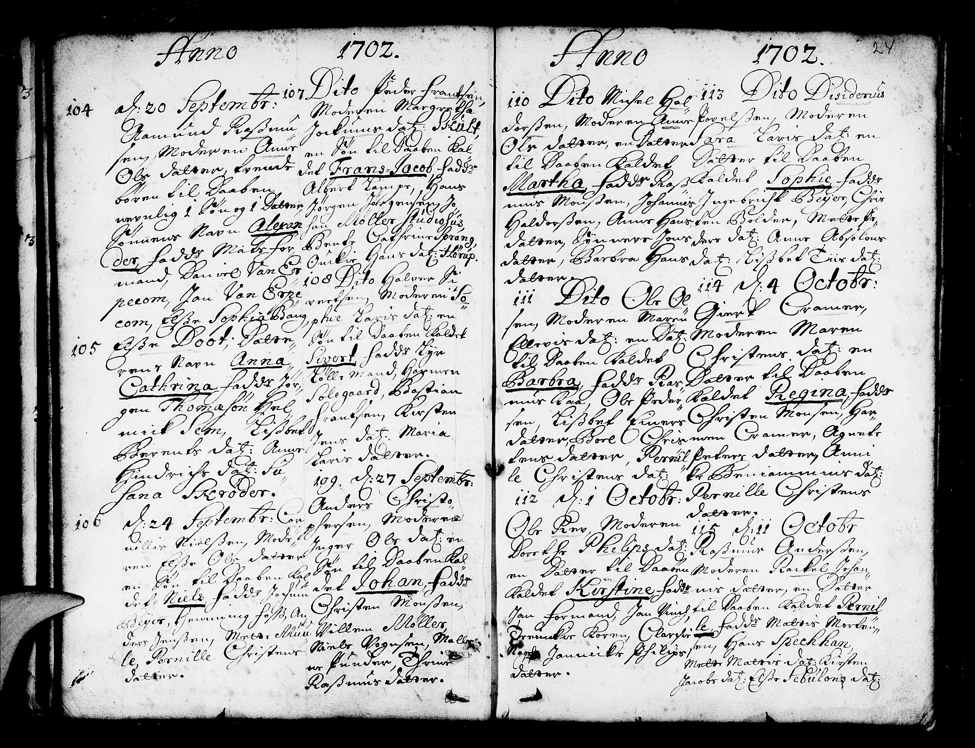 Nykirken Sokneprestembete, SAB/A-77101/H/Haa/L0002: Parish register (official) no. A 2, 1700-1723, p. 24