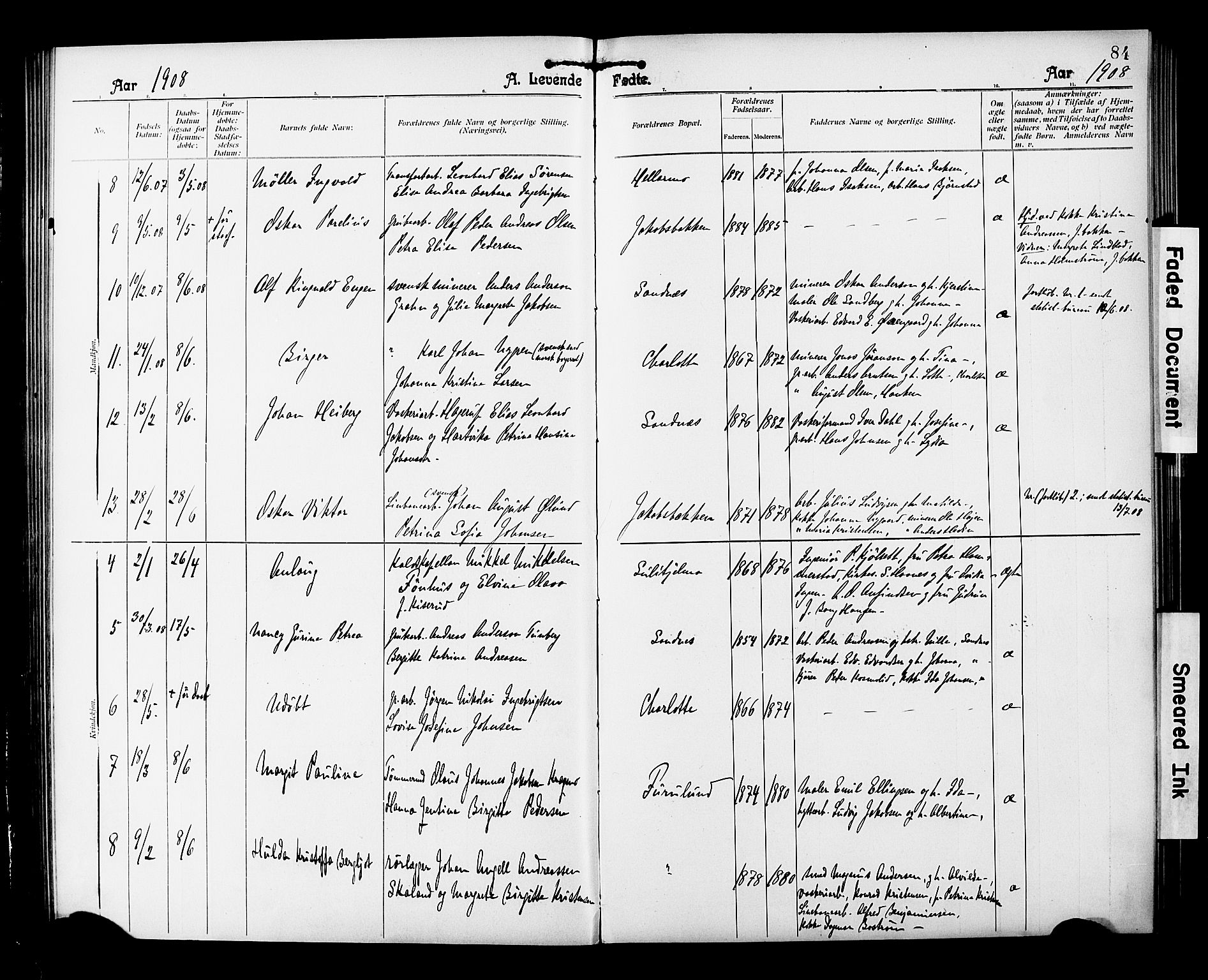 Ministerialprotokoller, klokkerbøker og fødselsregistre - Nordland, AV/SAT-A-1459/850/L0709: Parish register (official) no. 850A01, 1899-1909, p. 84