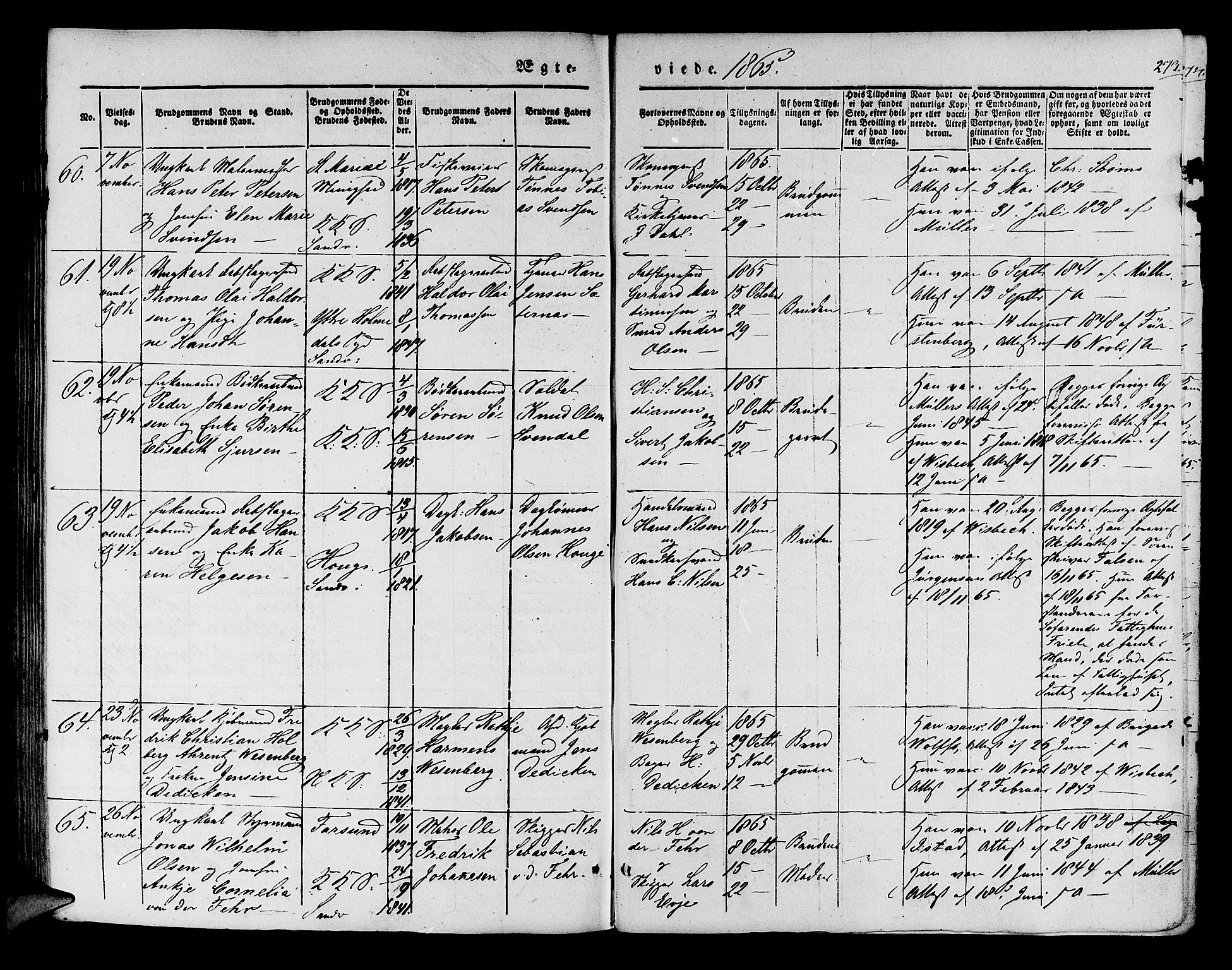 Korskirken sokneprestembete, AV/SAB-A-76101/H/Hab: Parish register (copy) no. D 1, 1840-1867, p. 273