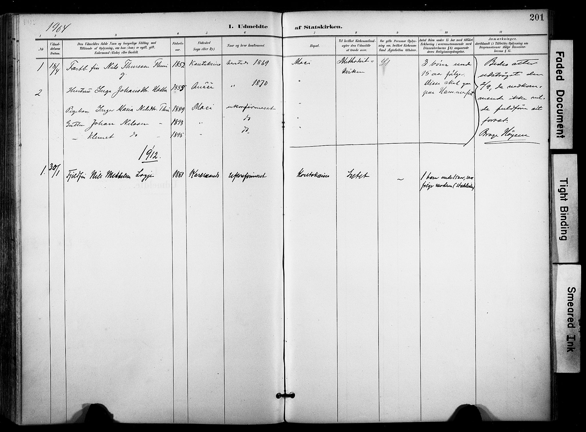 Kautokeino sokneprestembete, SATØ/S-1340/H/Ha/L0005.kirke: Parish register (official) no. 5, 1896-1916, p. 201