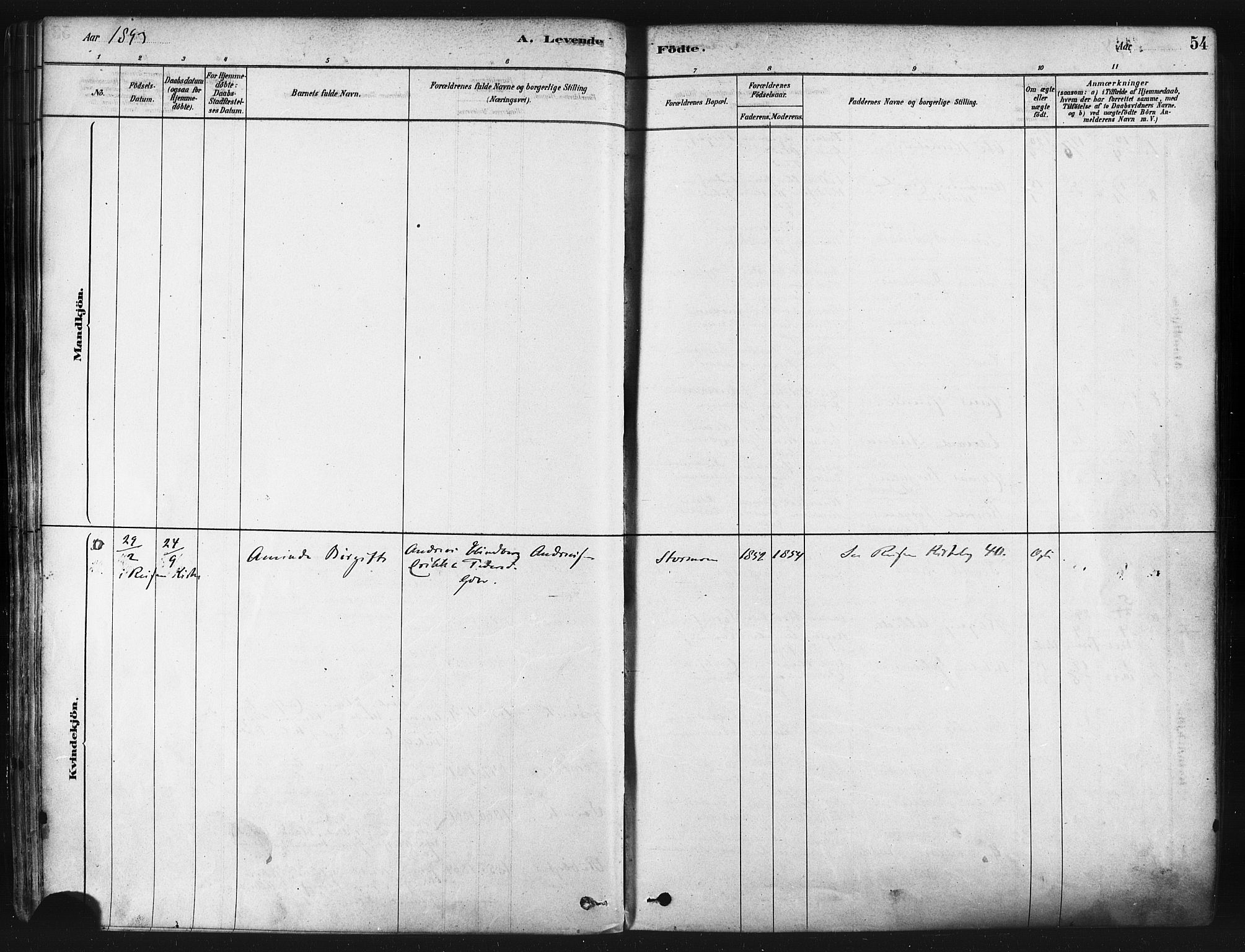 Tranøy sokneprestkontor, SATØ/S-1313/I/Ia/Iaa/L0009kirke: Parish register (official) no. 9, 1878-1904, p. 54
