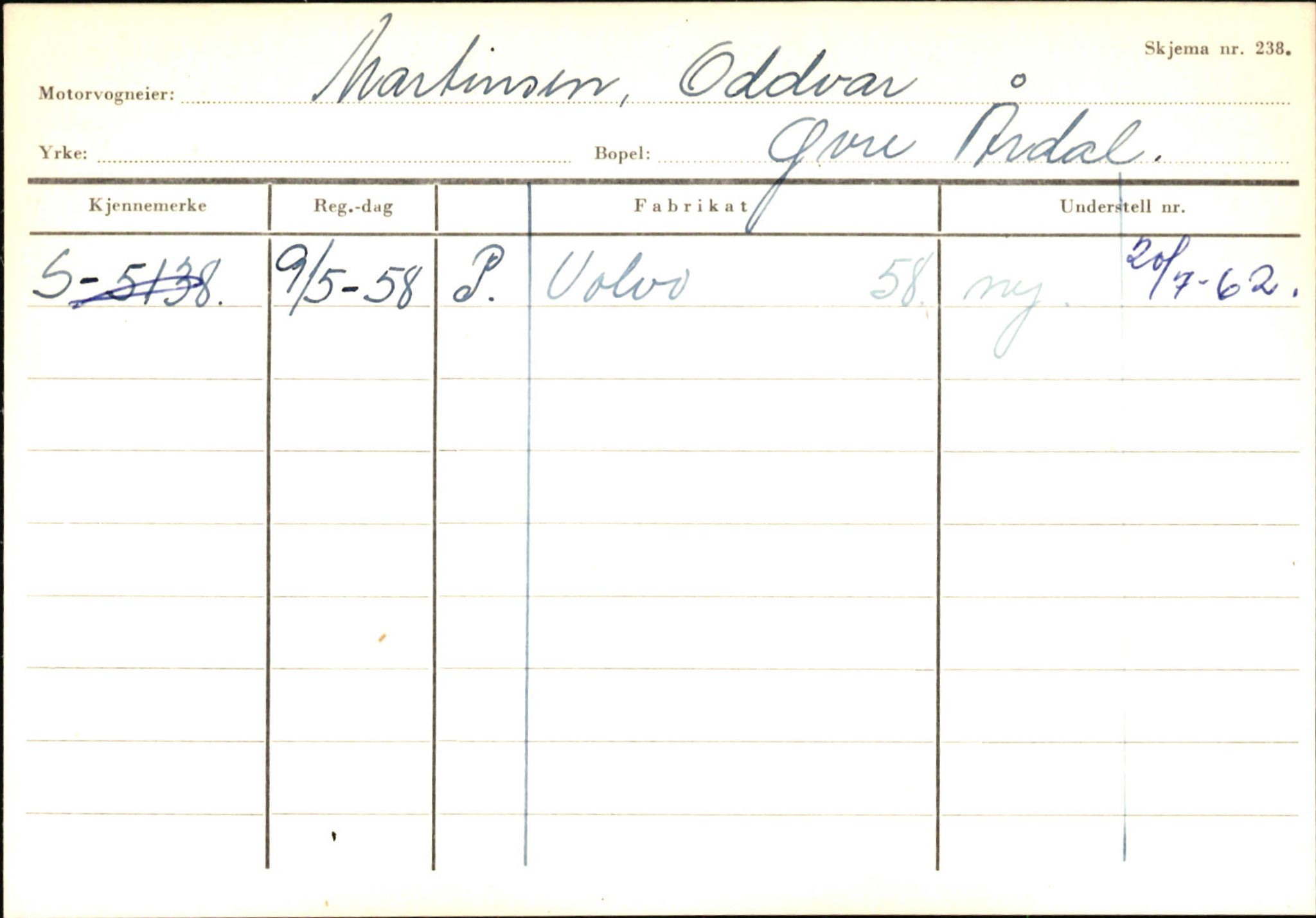 Statens vegvesen, Sogn og Fjordane vegkontor, SAB/A-5301/4/F/L0145: Registerkort Vågsøy S-Å. Årdal I-P, 1945-1975, p. 1635