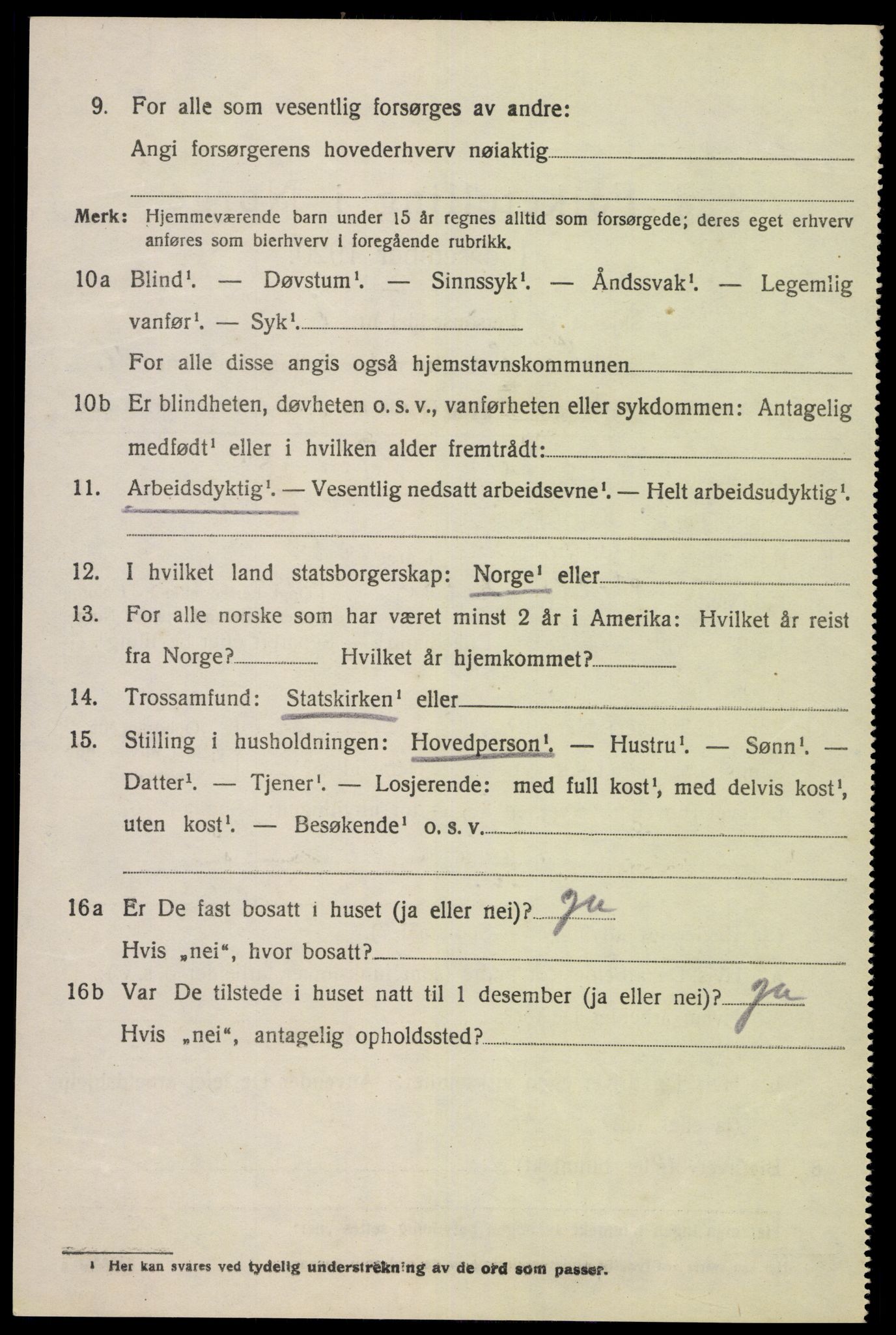 SAK, 1920 census for Lista, 1920, p. 12952