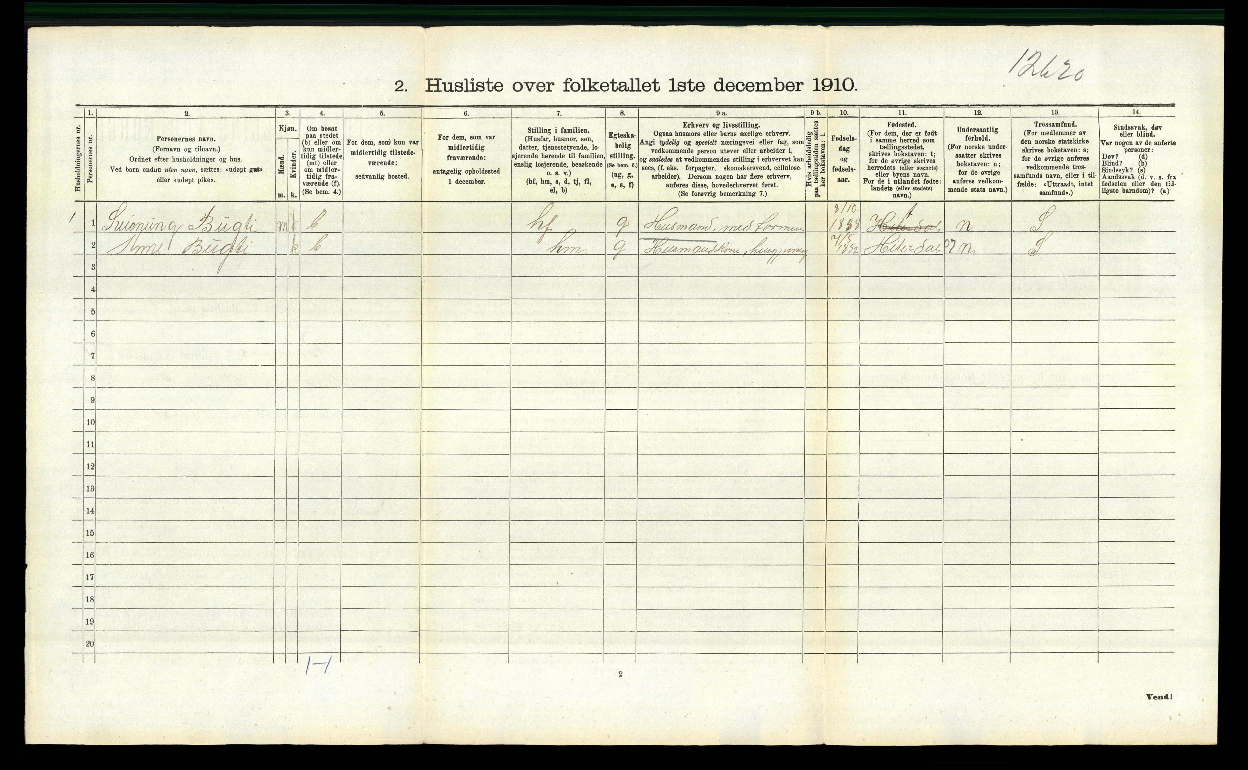 RA, 1910 census for Rauland, 1910, p. 334