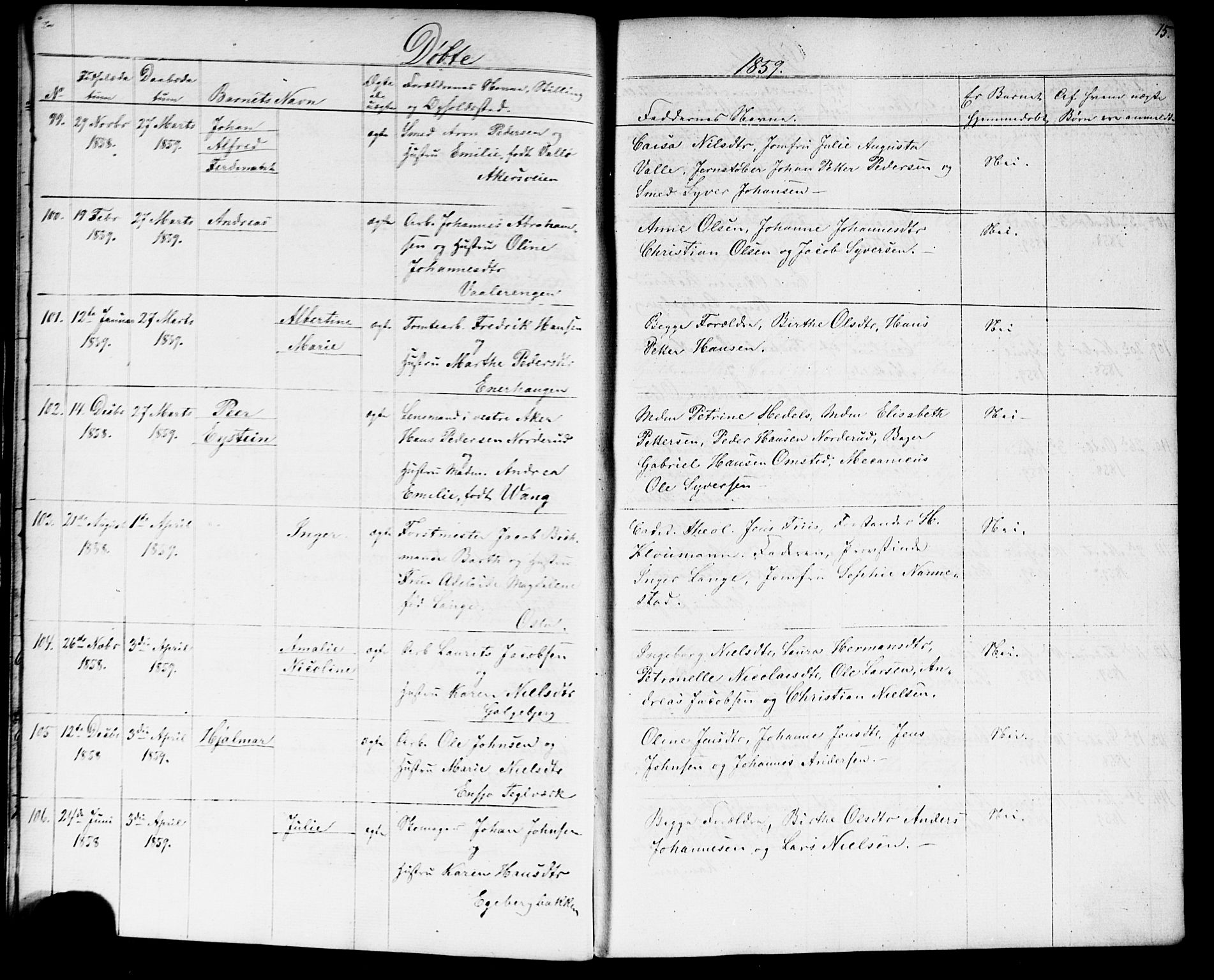 Grønland prestekontor Kirkebøker, SAO/A-10848/G/Ga/L0001: Parish register (copy) no. 1, 1859-1861, p. 15