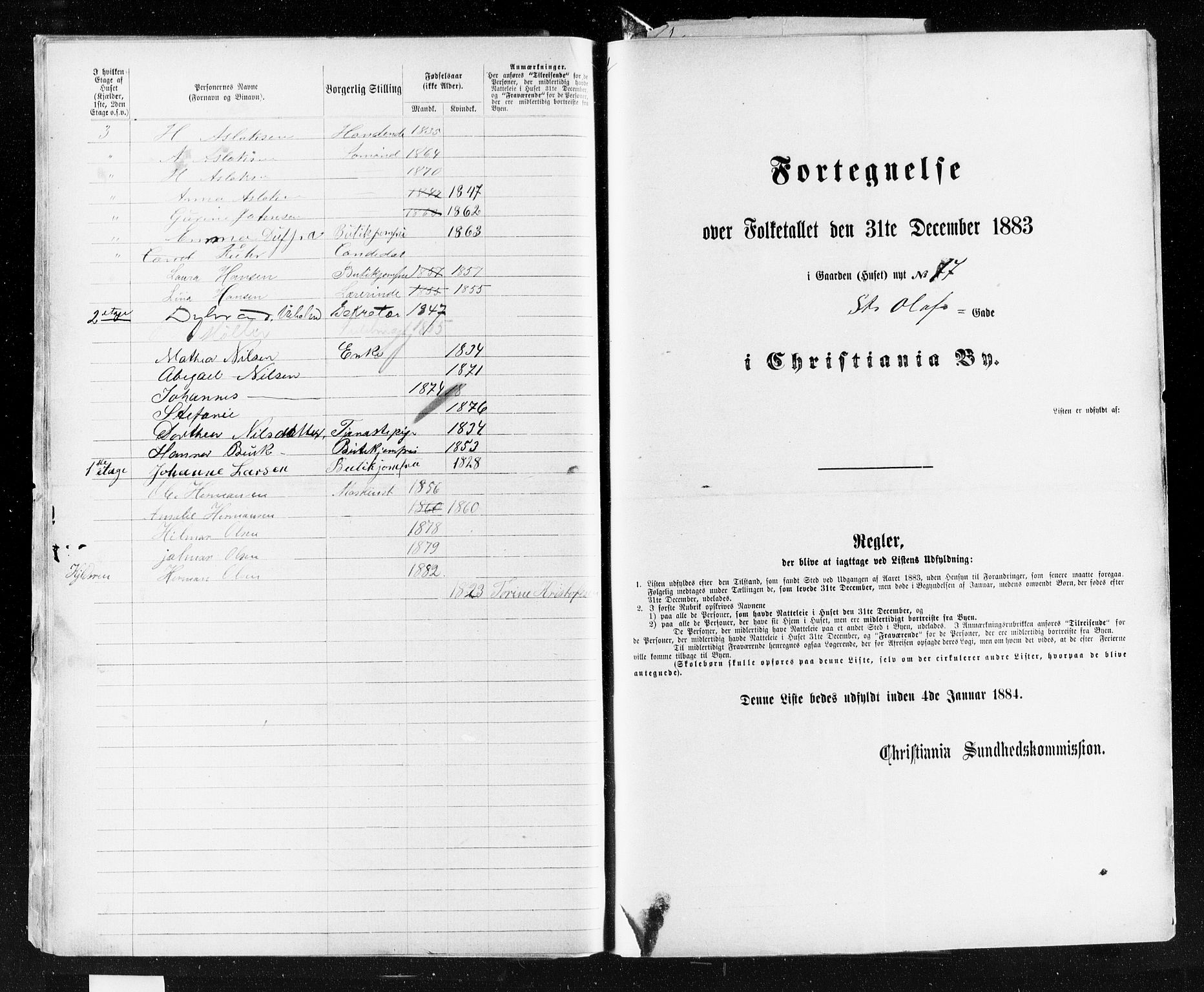 OBA, Municipal Census 1883 for Kristiania, 1883, p. 4278