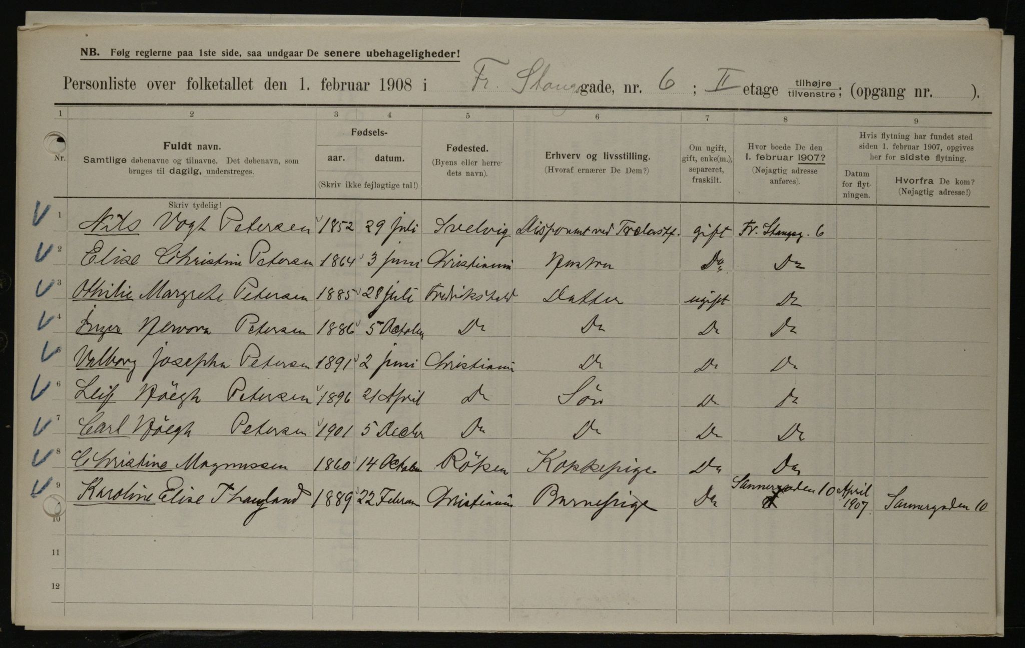 OBA, Municipal Census 1908 for Kristiania, 1908, p. 24043