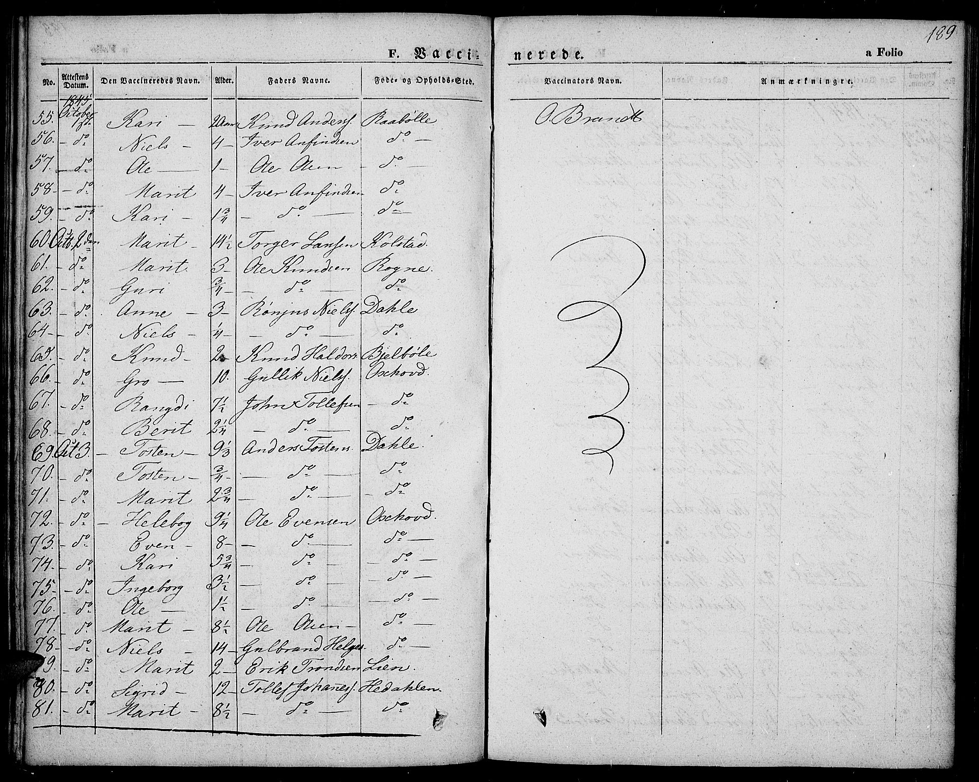 Slidre prestekontor, SAH/PREST-134/H/Ha/Haa/L0004: Parish register (official) no. 4, 1831-1848, p. 189