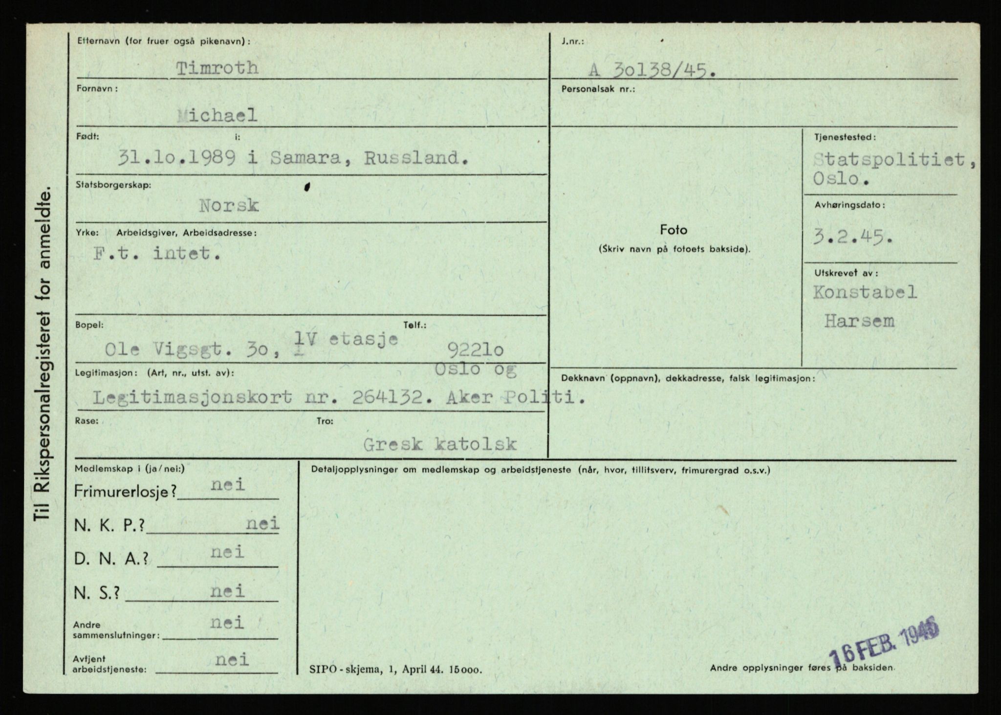 Statspolitiet - Hovedkontoret / Osloavdelingen, AV/RA-S-1329/C/Ca/L0015: Svea - Tøsse, 1943-1945, p. 3175