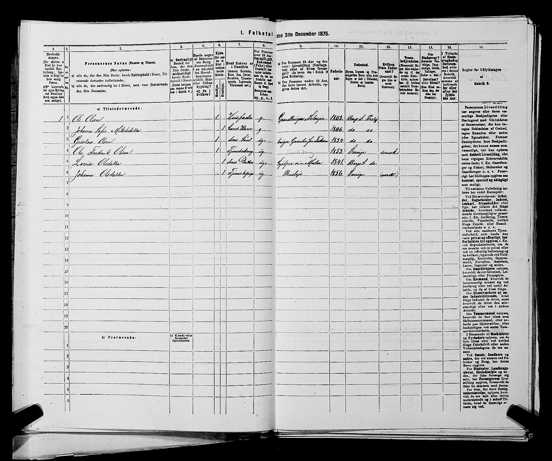 RA, 1875 census for 0113P Borge, 1875, p. 578