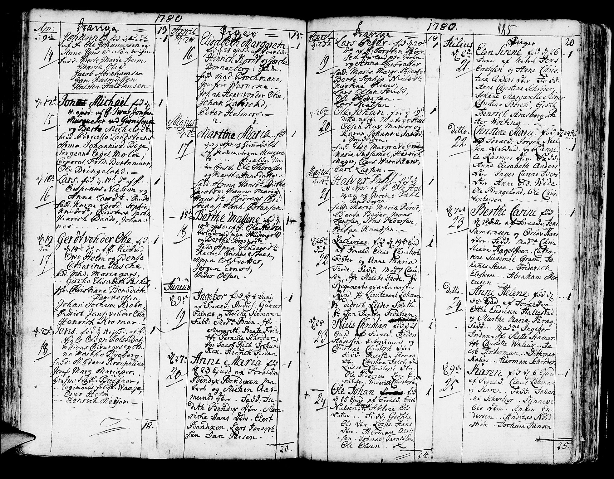 Korskirken sokneprestembete, SAB/A-76101/H/Haa/L0005: Parish register (official) no. A 5, 1751-1789, p. 185