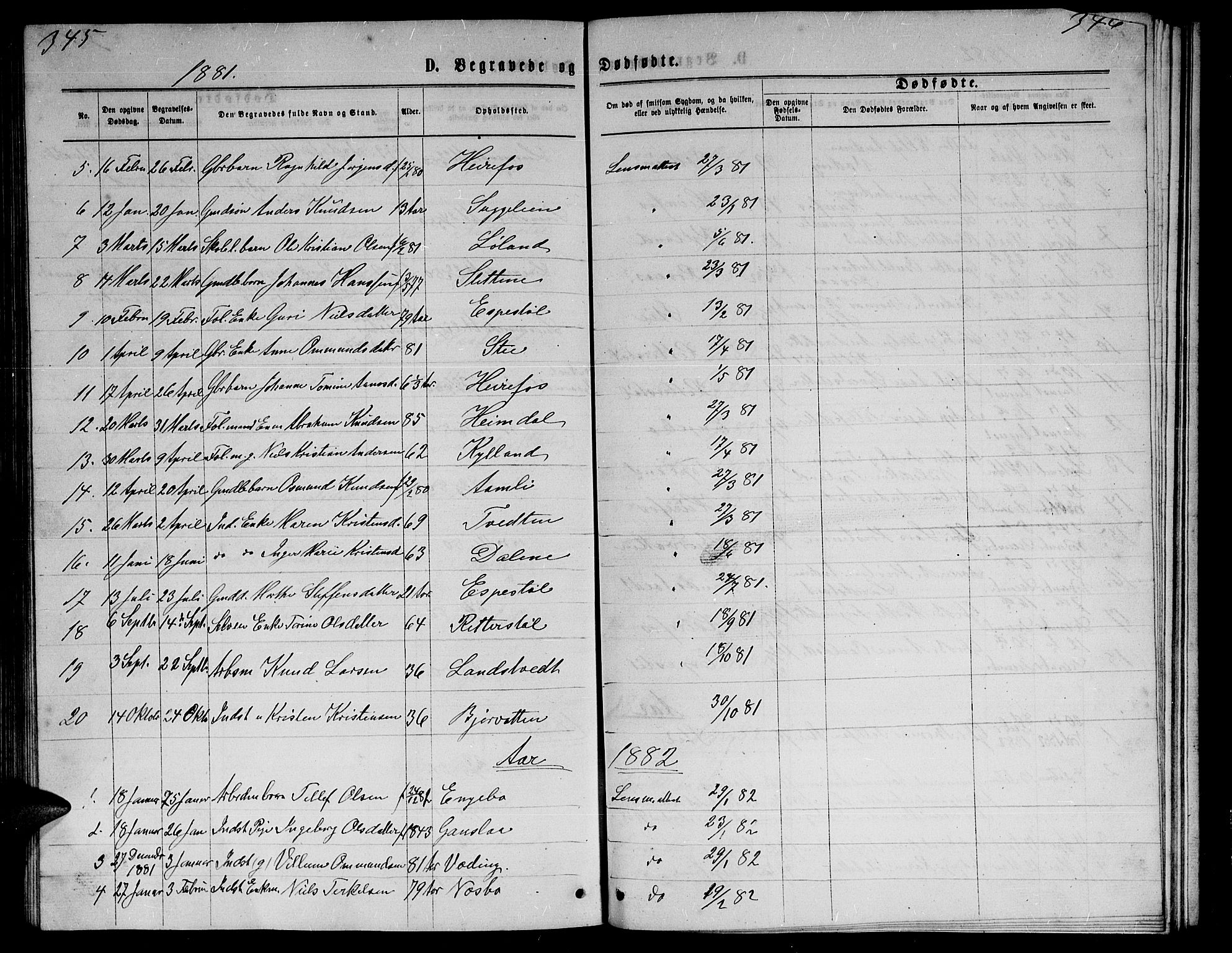 Herefoss sokneprestkontor, AV/SAK-1111-0019/F/Fb/Fba/L0002: Parish register (copy) no. B 2, 1868-1886, p. 345-346