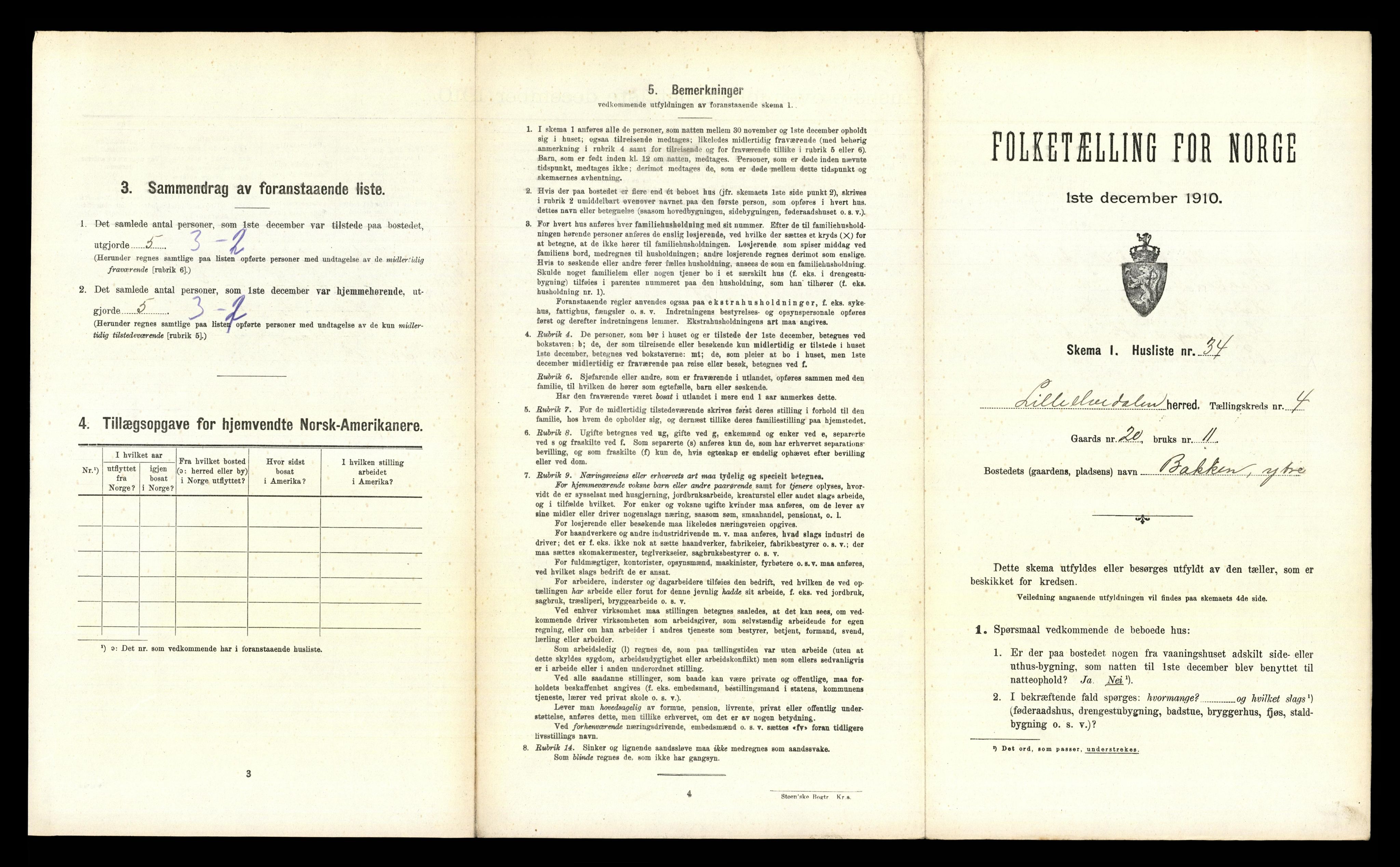 RA, 1910 census for Lille Elvedalen, 1910, p. 273