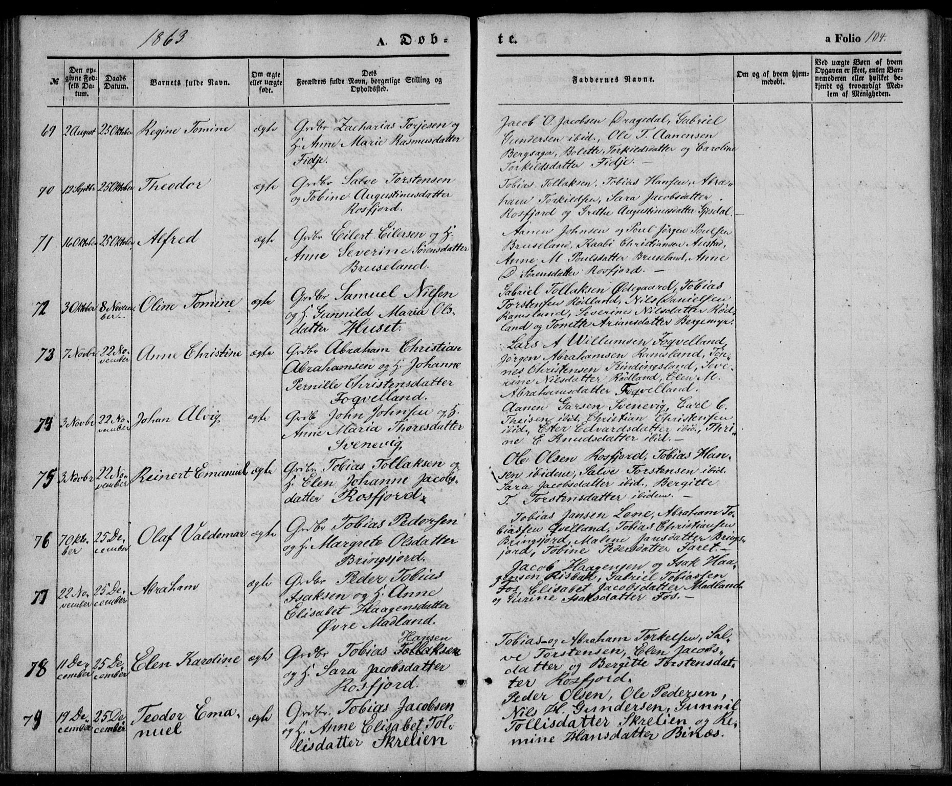 Lyngdal sokneprestkontor, AV/SAK-1111-0029/F/Fa/Fac/L0009: Parish register (official) no. A 9, 1852-1864, p. 104