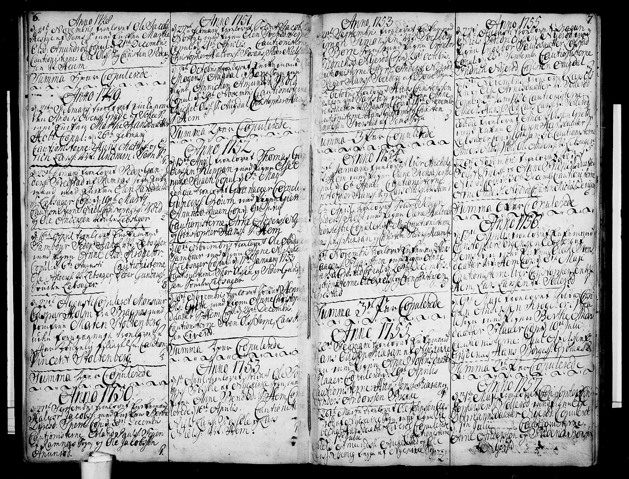 Våle kirkebøker, SAKO/A-334/F/Fa/L0004: Parish register (official) no. I 4 /1, 1732-1773, p. 6-7