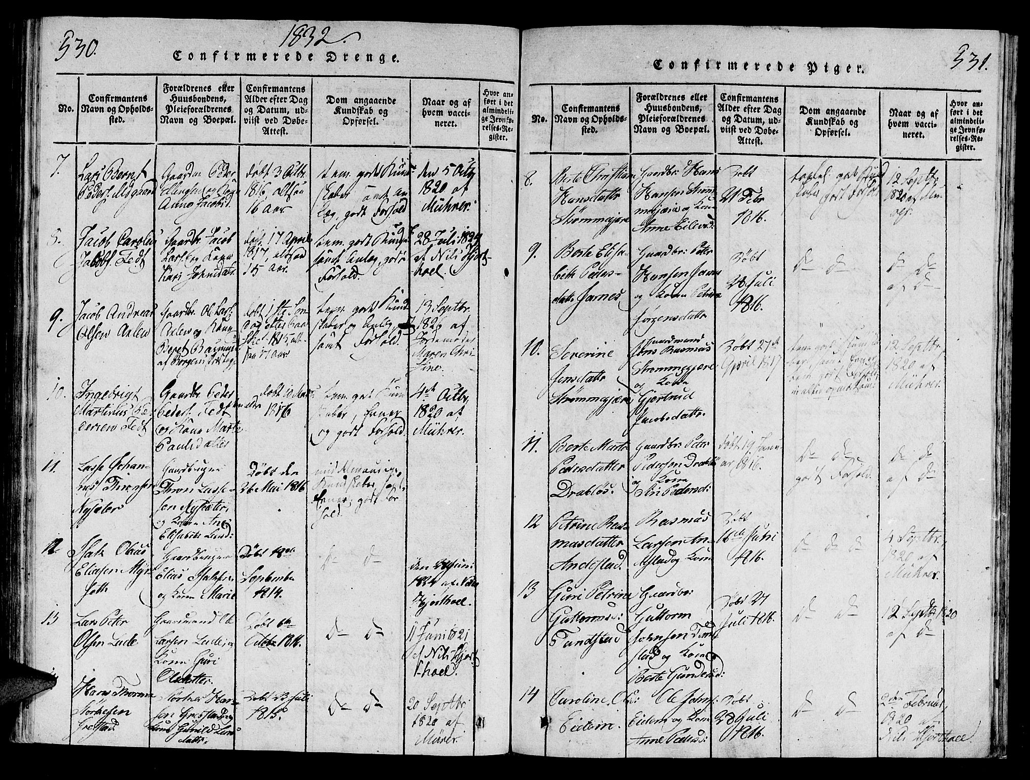 Ministerialprotokoller, klokkerbøker og fødselsregistre - Møre og Romsdal, AV/SAT-A-1454/522/L0310: Parish register (official) no. 522A05, 1816-1832, p. 530-531