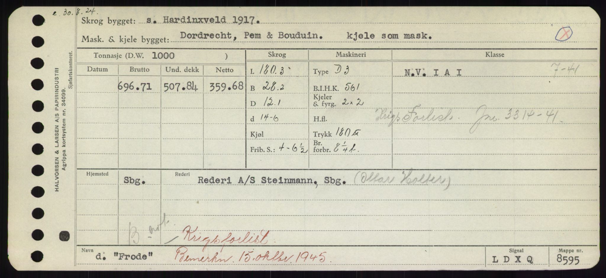 Sjøfartsdirektoratet med forløpere, Skipsmålingen, RA/S-1627/H/Hd/L0011: Fartøy, Fla-Får, p. 503