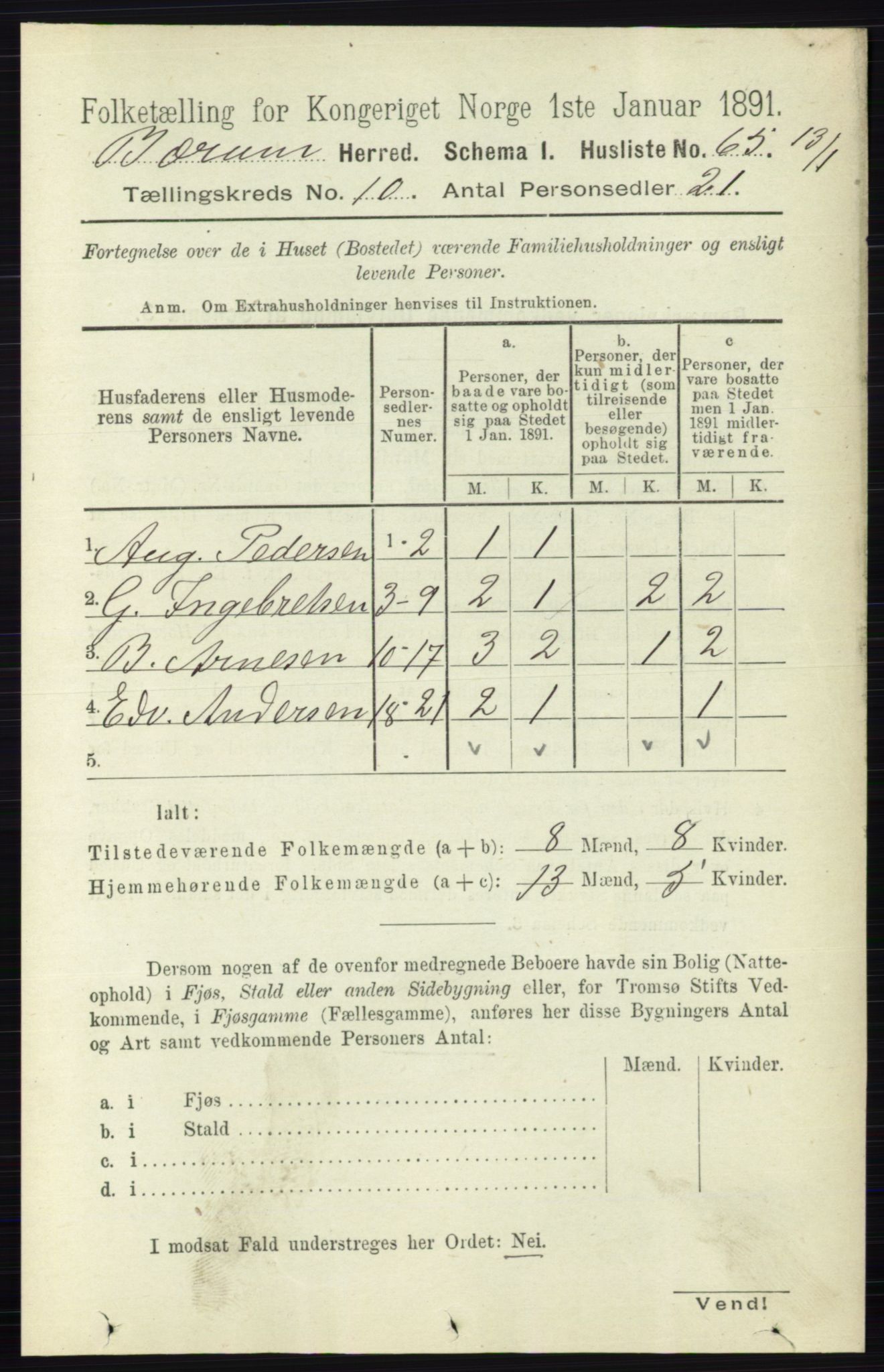 RA, 1891 census for 0219 Bærum, 1891, p. 6349