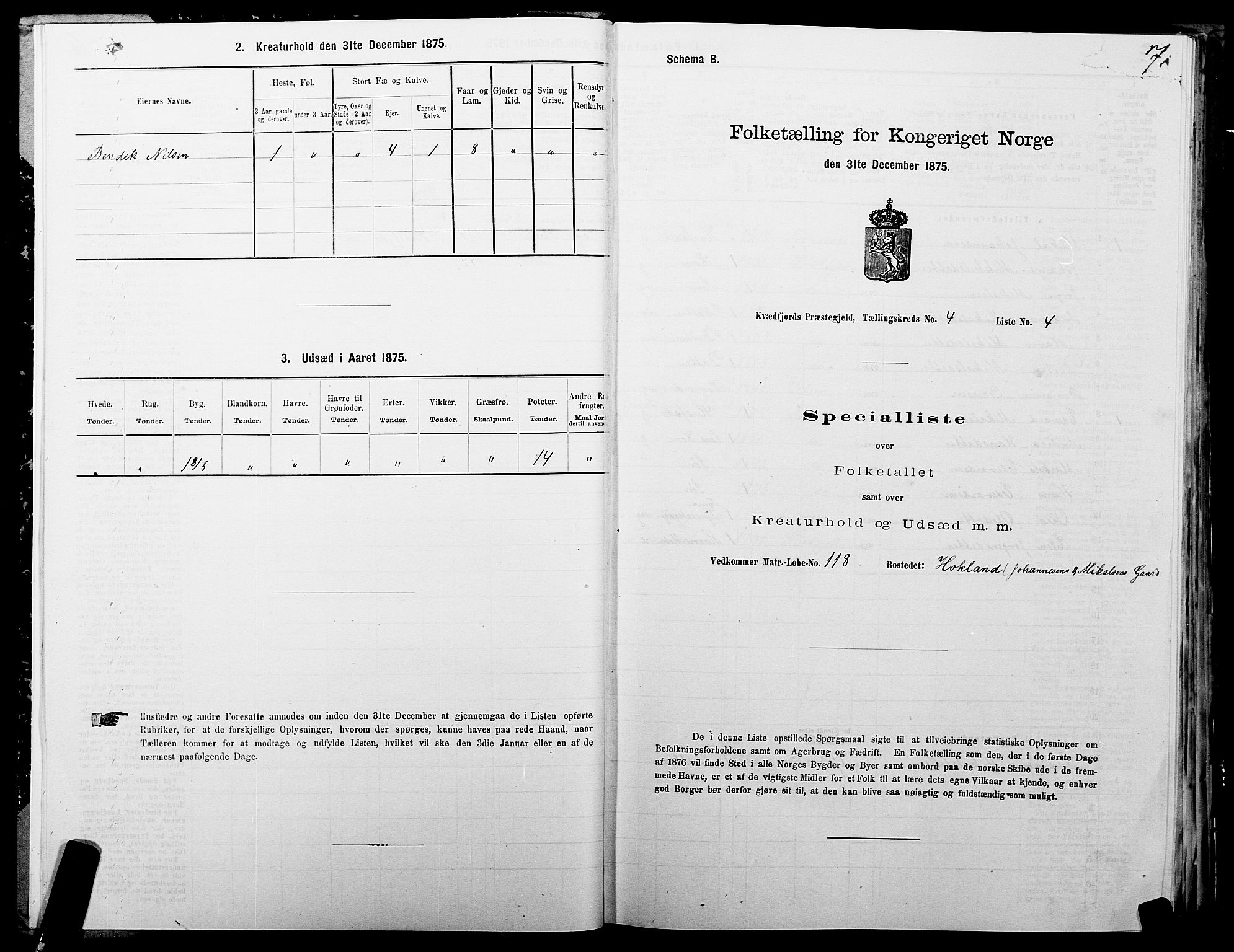 SATØ, 1875 census for 1911P Kvæfjord, 1875, p. 3007