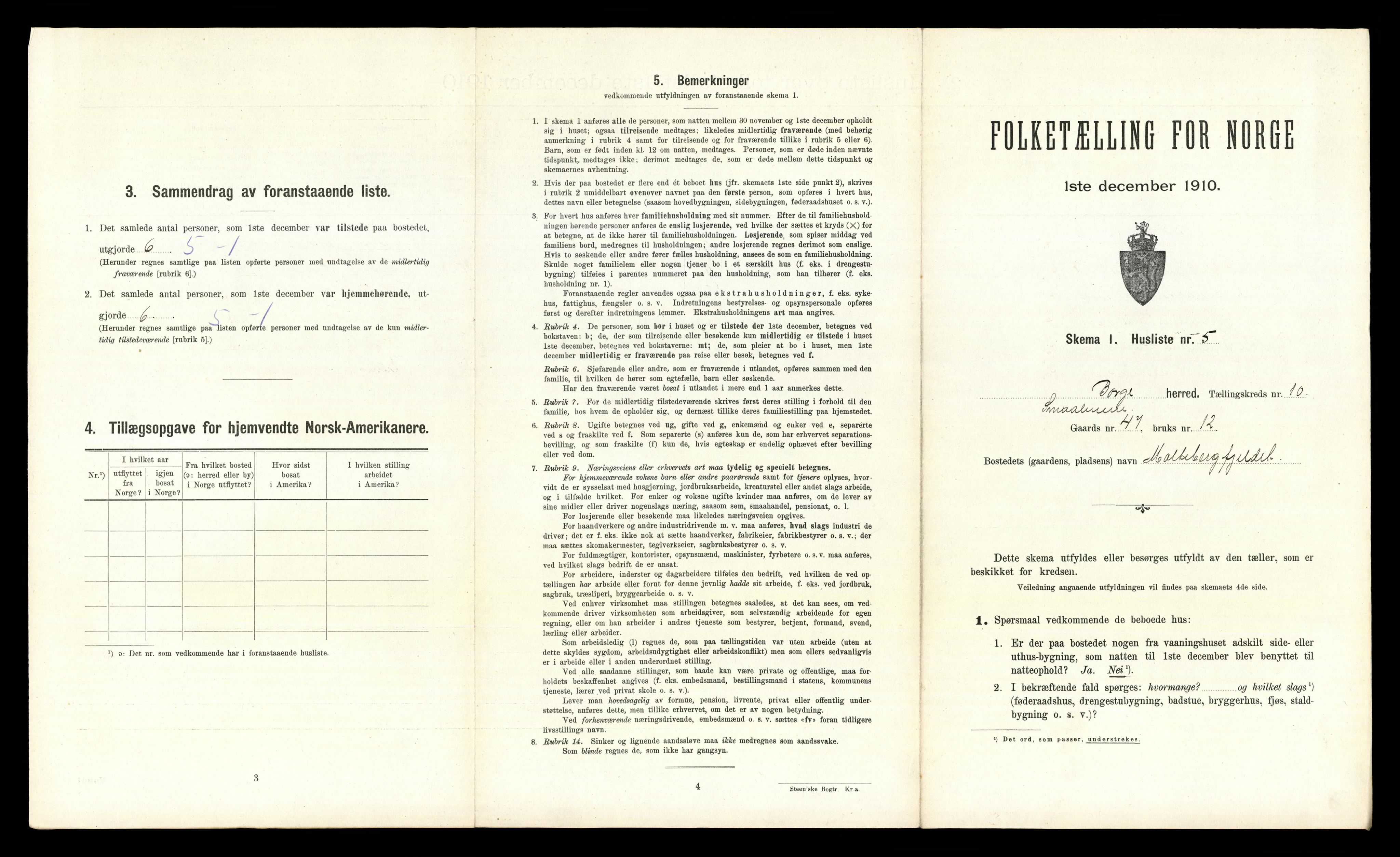 RA, 1910 census for Borge, 1910, p. 1414