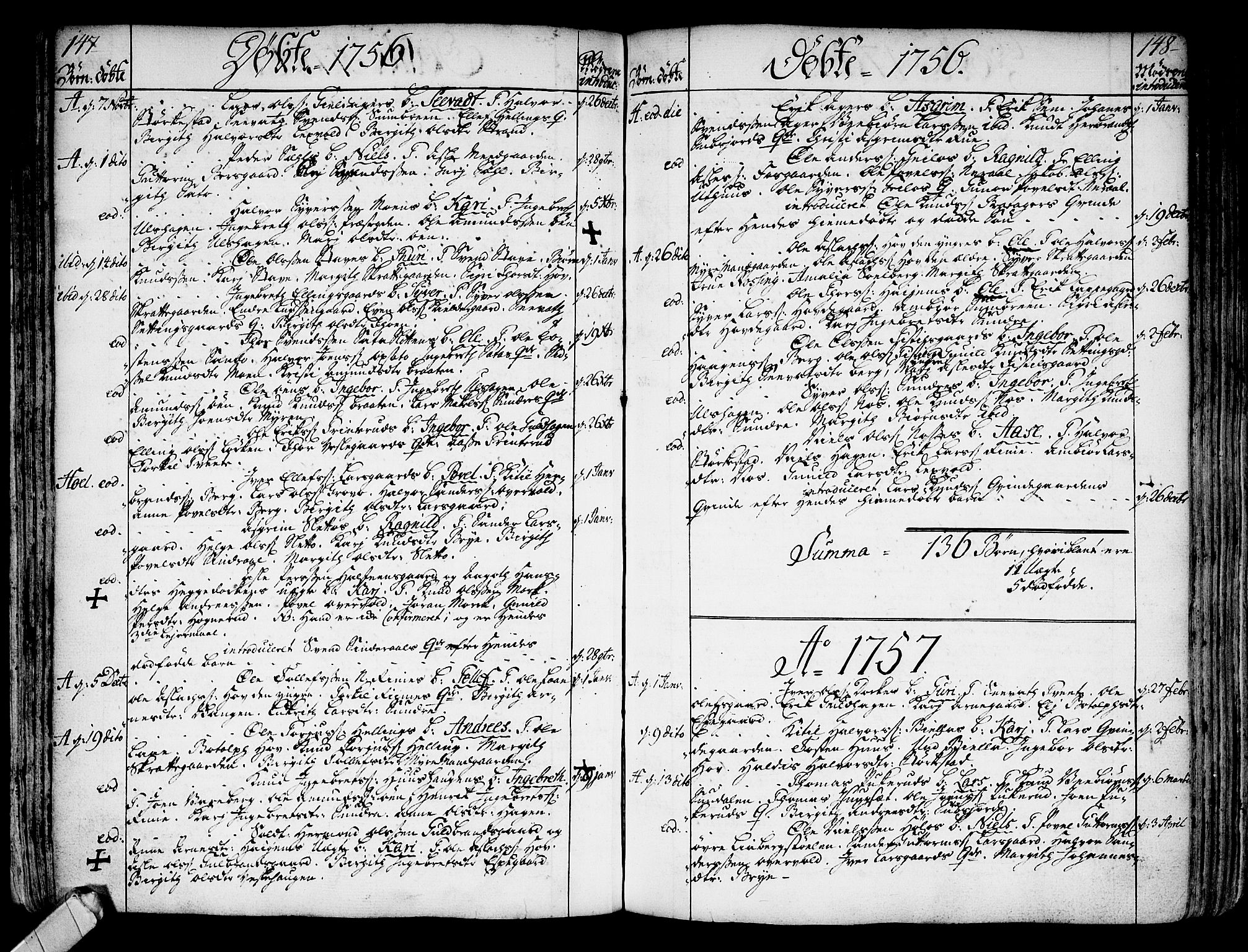 Ål kirkebøker, AV/SAKO-A-249/F/Fa/L0001: Parish register (official) no. I 1, 1744-1769, p. 147-148