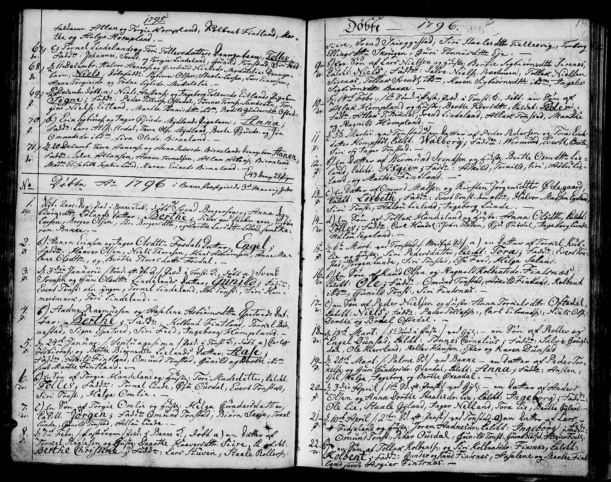 Bakke sokneprestkontor, SAK/1111-0002/F/Fa/Faa/L0002: Parish register (official) no. A 2, 1780-1816, p. 135