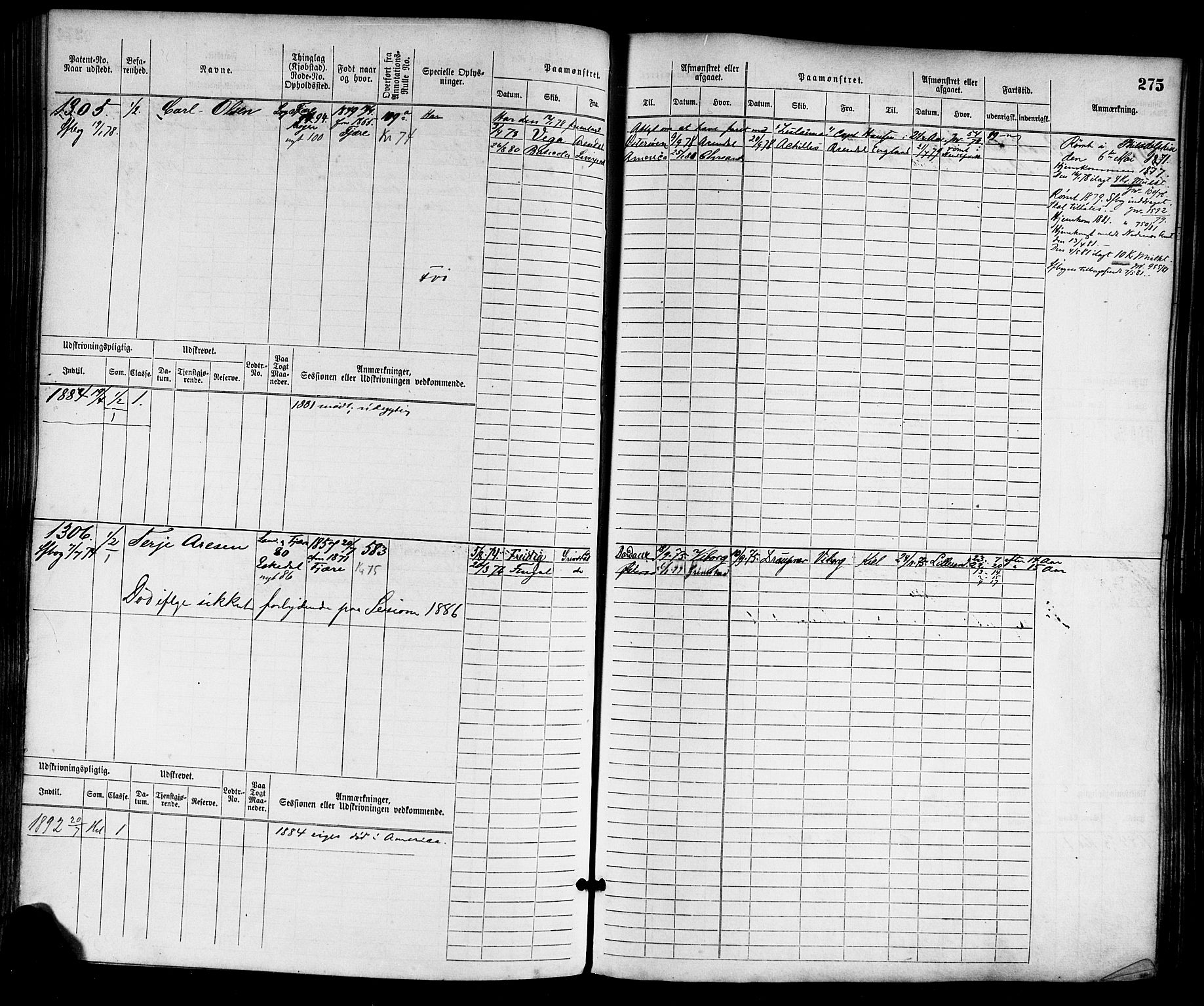 Grimstad mønstringskrets, SAK/2031-0013/F/Fb/L0002: Hovedrulle nr 759-1517, F-5, 1869-1877, p. 285