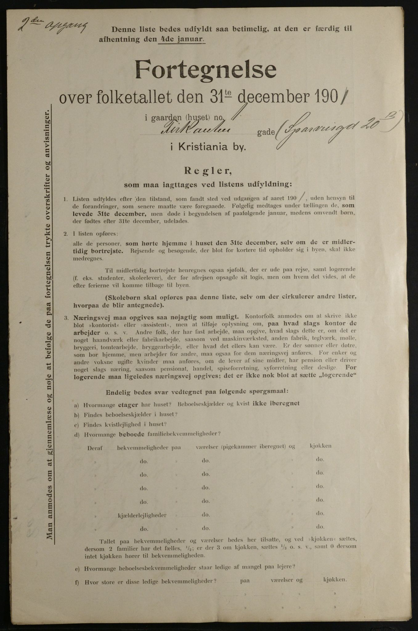 OBA, Municipal Census 1901 for Kristiania, 1901, p. 3897