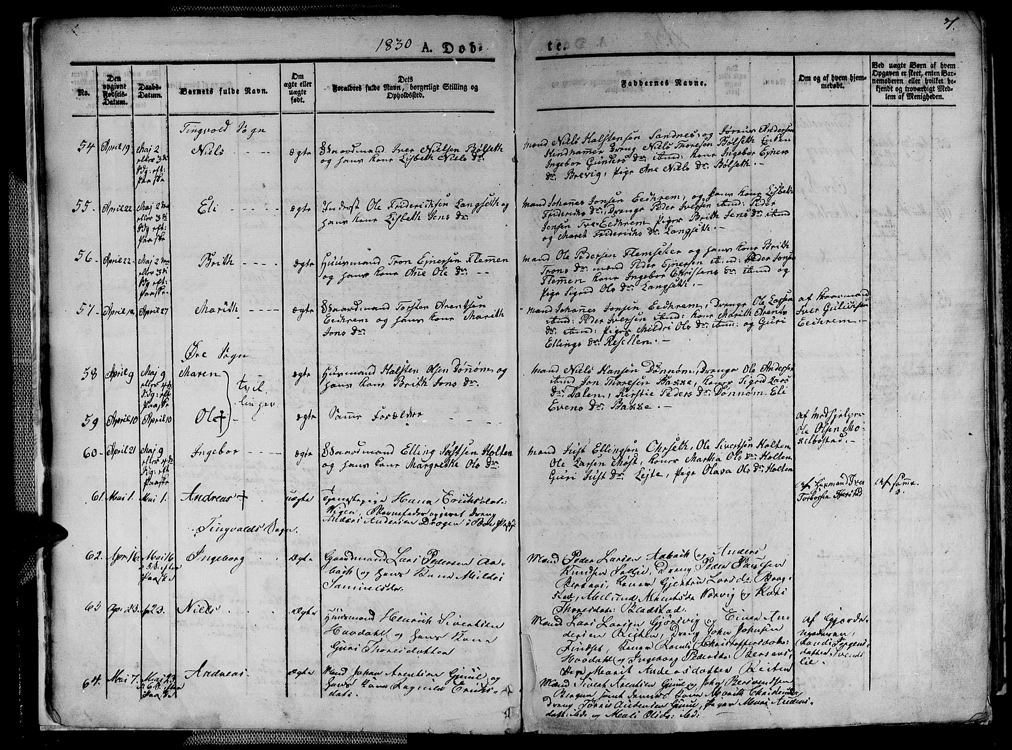 Ministerialprotokoller, klokkerbøker og fødselsregistre - Møre og Romsdal, AV/SAT-A-1454/586/L0983: Parish register (official) no. 586A09, 1829-1843, p. 7