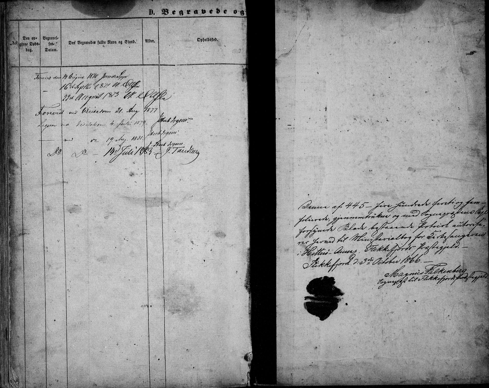 Flekkefjord sokneprestkontor, SAK/1111-0012/F/Fb/Fbb/L0003: Parish register (copy) no. B 3, 1867-1889