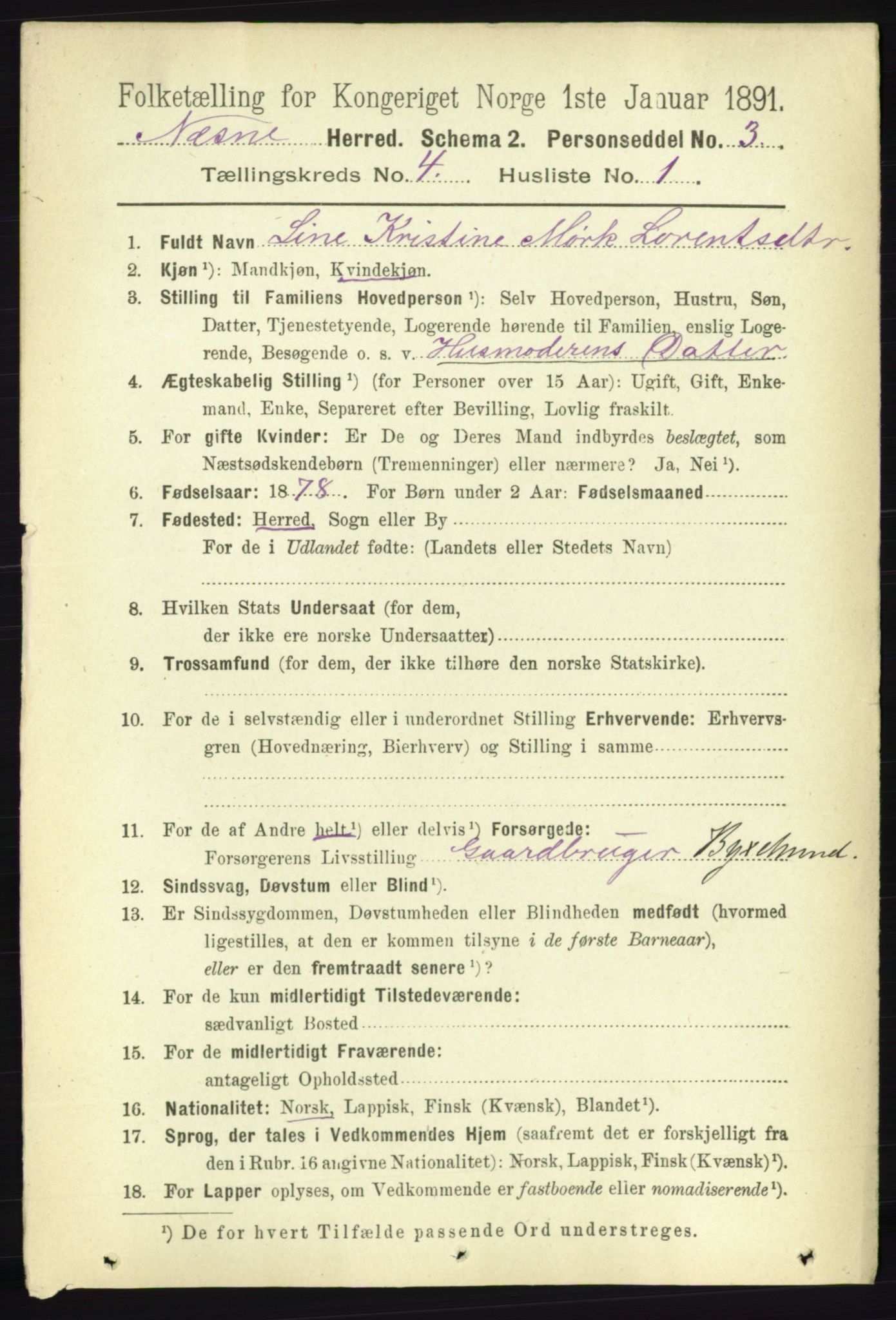 RA, 1891 census for 1828 Nesna, 1891, p. 2178