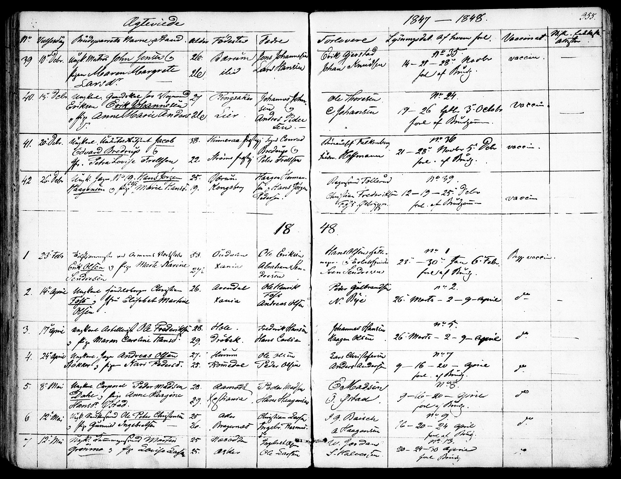 Garnisonsmenigheten Kirkebøker, SAO/A-10846/F/Fa/L0008: Parish register (official) no. 8, 1842-1859, p. 355