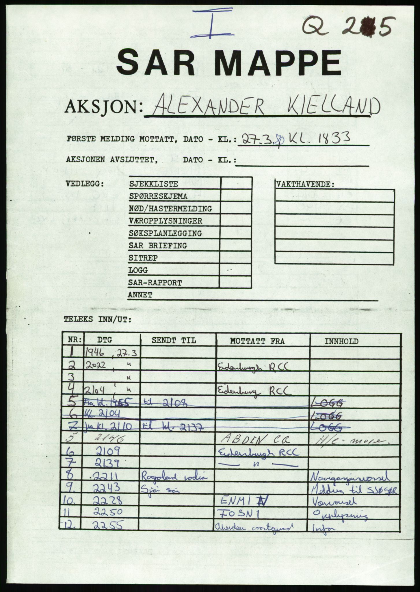 Justisdepartementet, Granskningskommisjonen ved Alexander Kielland-ulykken 27.3.1980, RA/S-1165/D/L0017: P Hjelpefartøy (Doku.liste + P1-P6 av 6)/Q Hovedredningssentralen (Q0-Q27 av 27), 1980-1981, p. 592