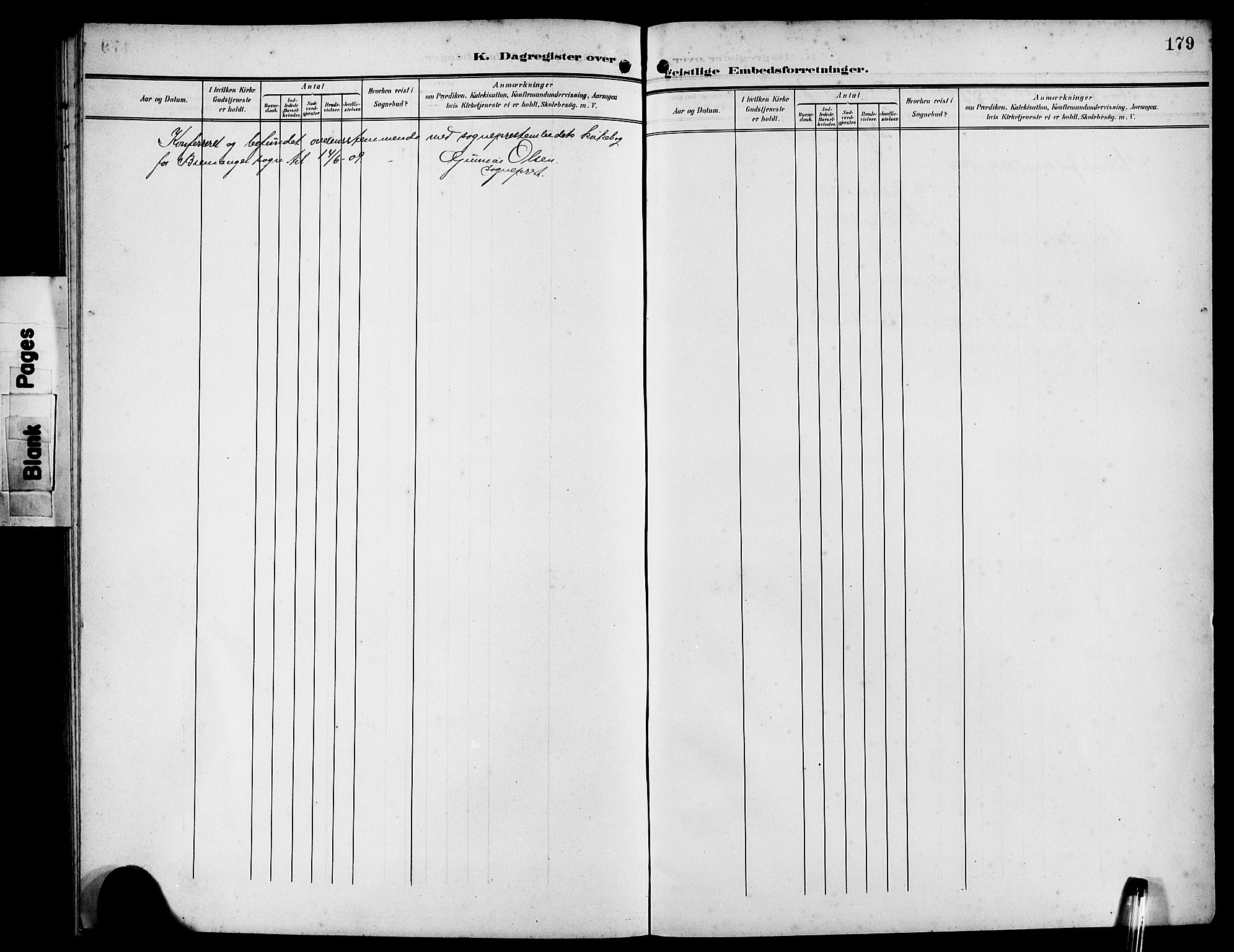Bremanger sokneprestembete, SAB/A-82201/H/Hab/Habb/L0001: Parish register (copy) no. B 1, 1906-1925, p. 179