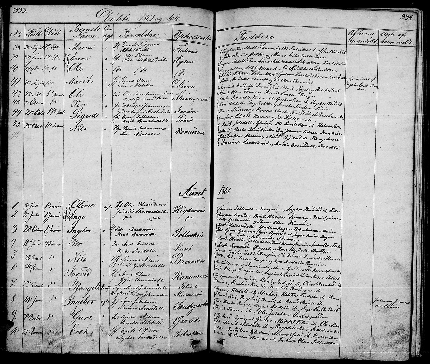 Nord-Aurdal prestekontor, SAH/PREST-132/H/Ha/Hab/L0001: Parish register (copy) no. 1, 1834-1887, p. 333-334