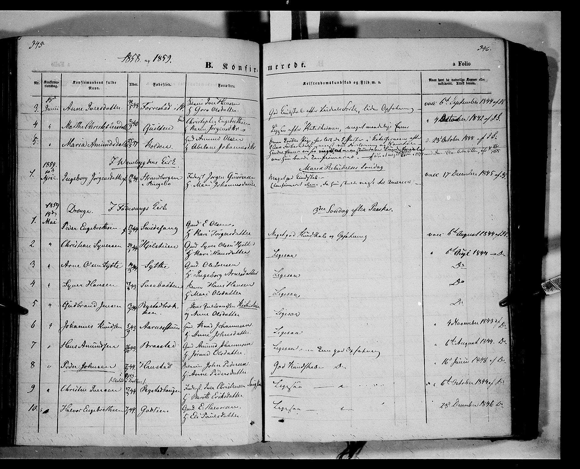 Ringebu prestekontor, AV/SAH-PREST-082/H/Ha/Haa/L0006: Parish register (official) no. 6, 1848-1859, p. 345-346