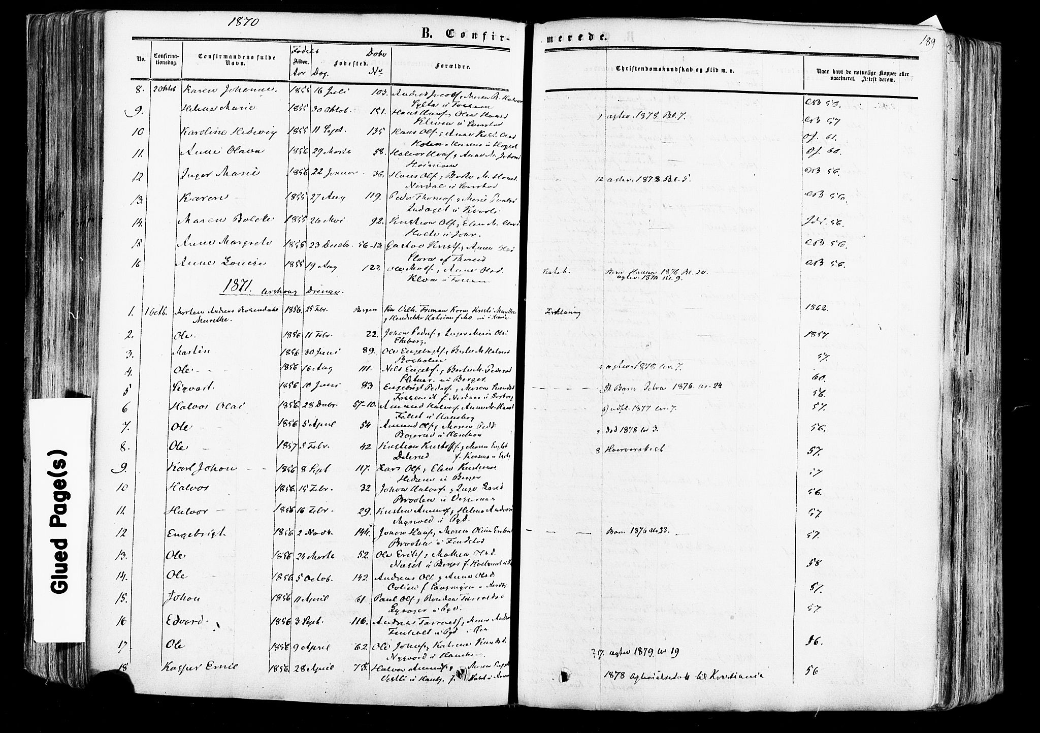 Aurskog prestekontor Kirkebøker, SAO/A-10304a/F/Fa/L0007: Parish register (official) no. I 7, 1854-1877, p. 189