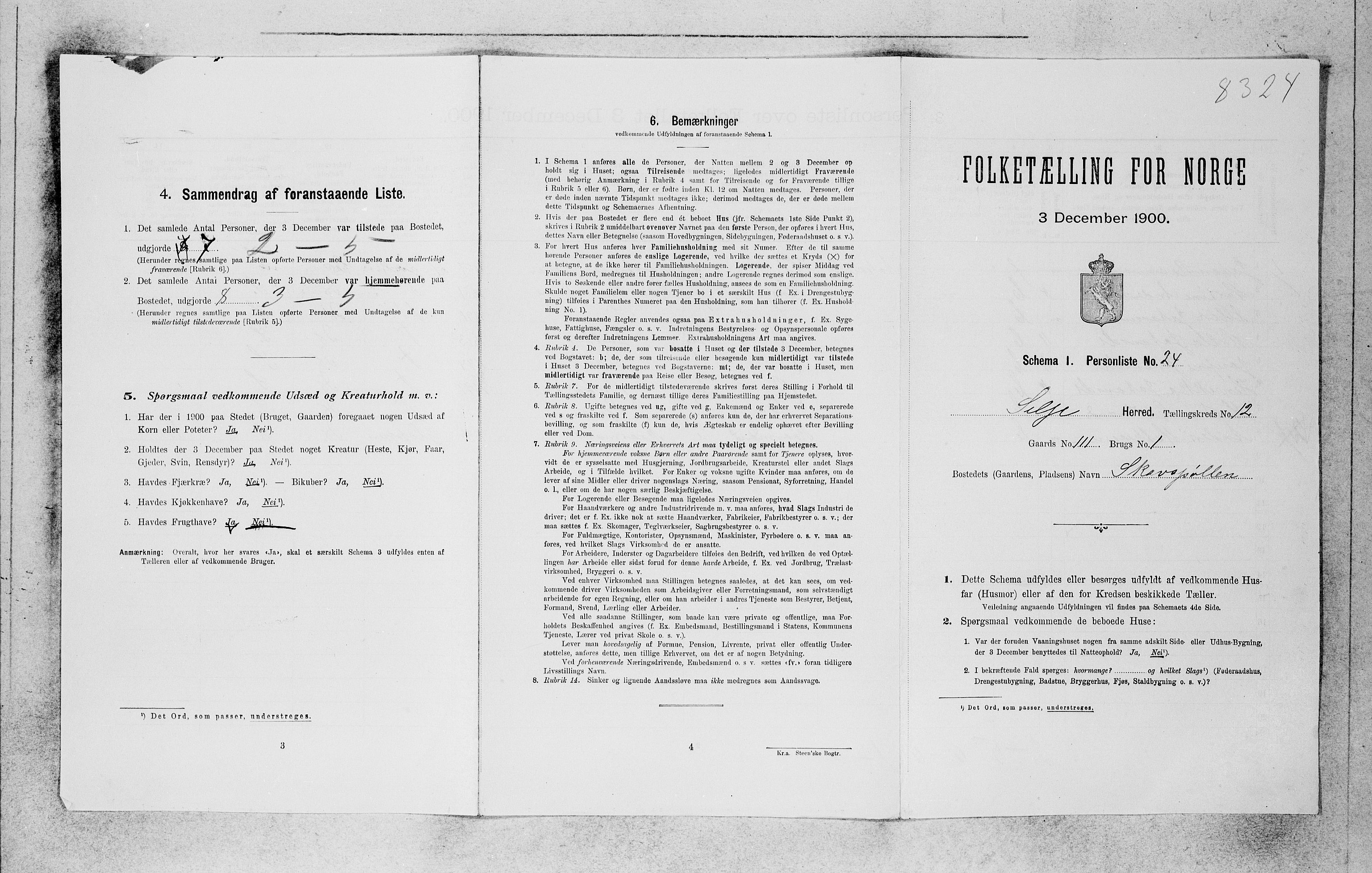 SAB, 1900 census for Selje, 1900, p. 1148