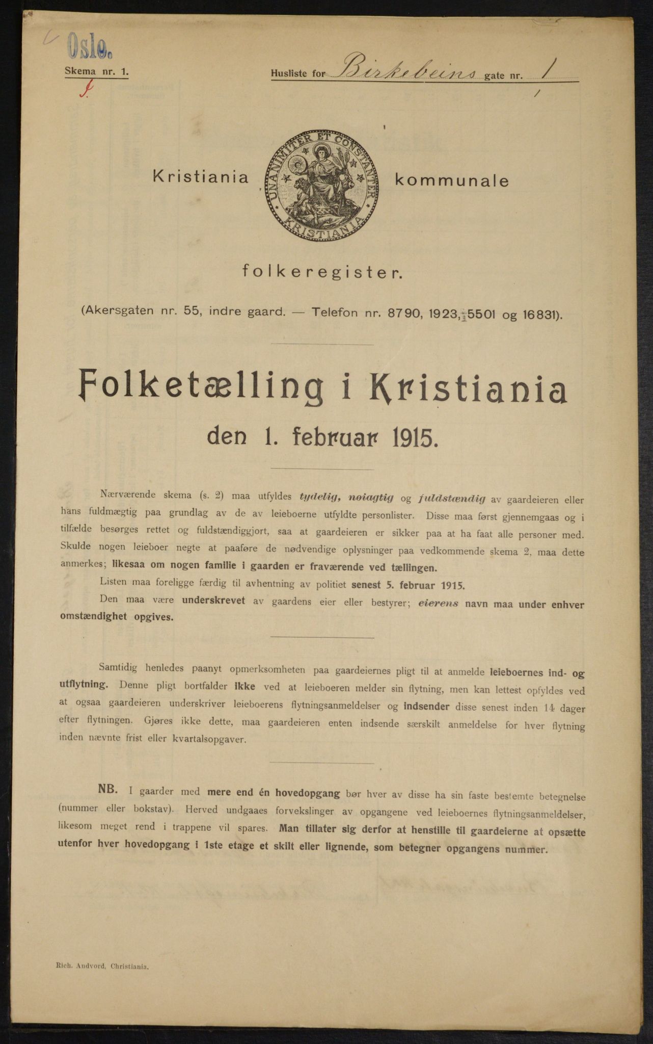 OBA, Municipal Census 1915 for Kristiania, 1915, p. 4962